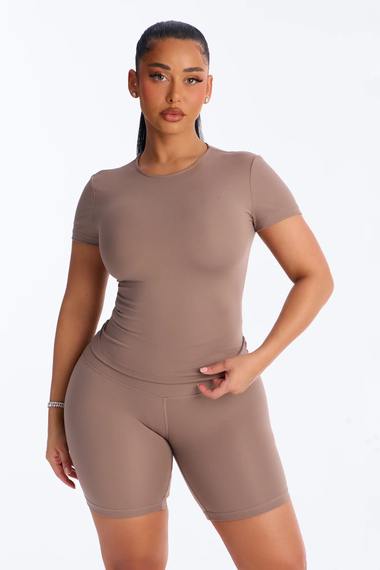 Myla Tricot Lounge Short Sleeve Top - Mocha