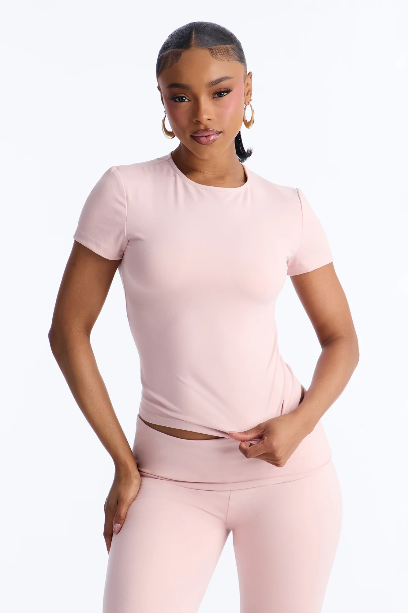 Myla Tricot Lounge Short Sleeve Top - Pink
