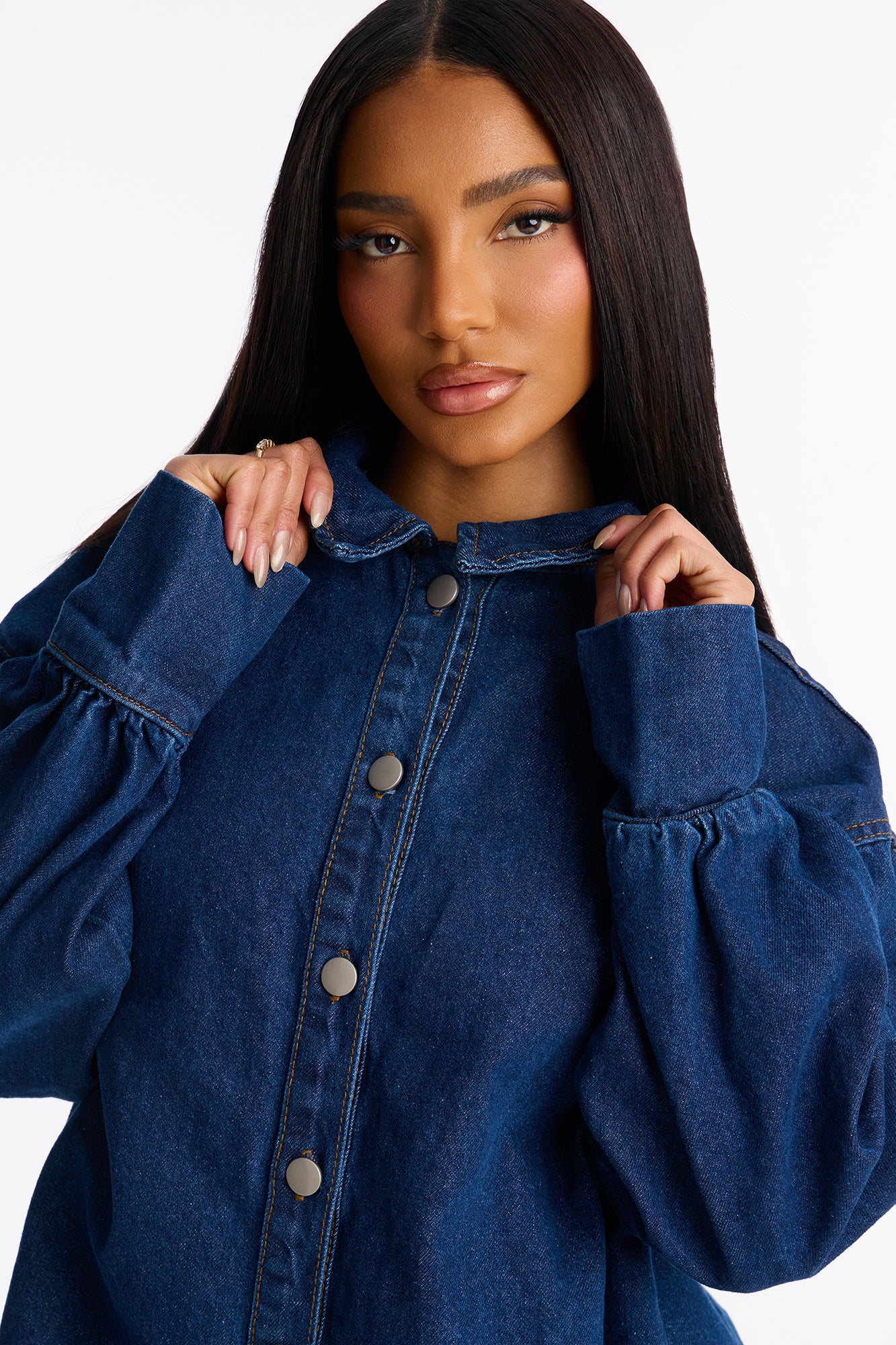 Myra Oversized Denim Shirt - Indigo - Image 3