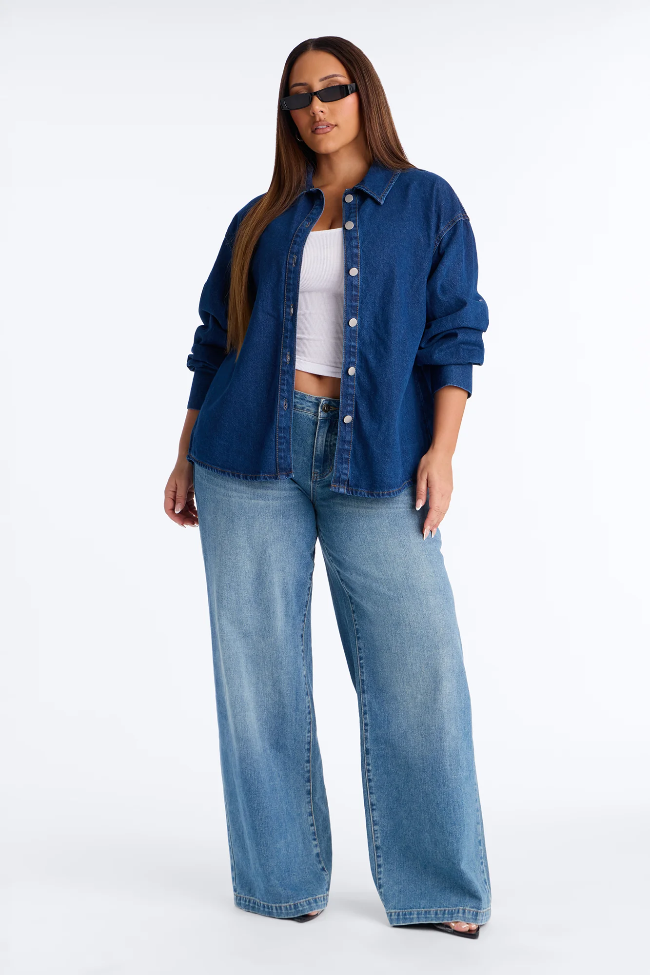 Myra Oversized Denim Shirt - Indigo - Image 7