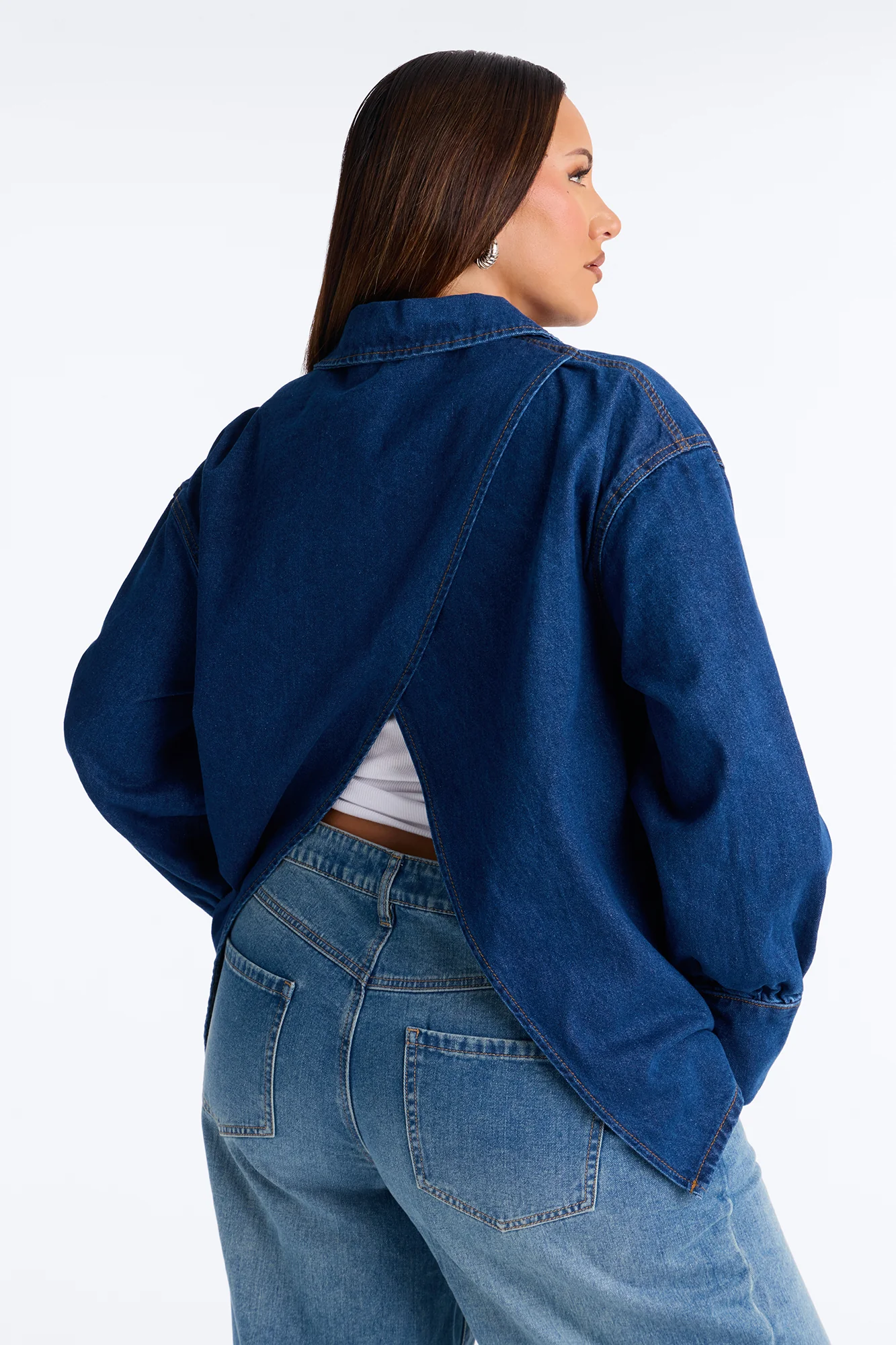 Myra Oversized Denim Shirt - Indigo - Image 9