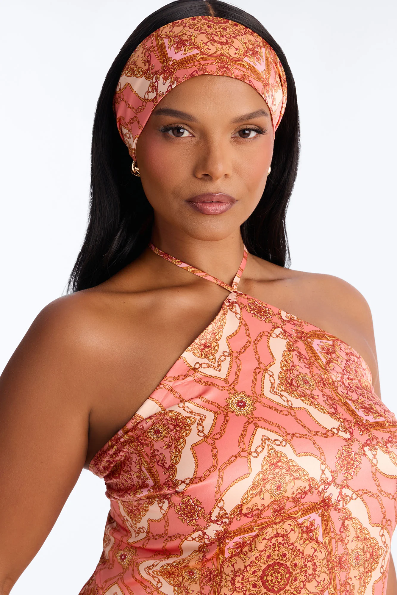 Nadia Satin 3 Piece Pant Set - Coral/combo - Image 7