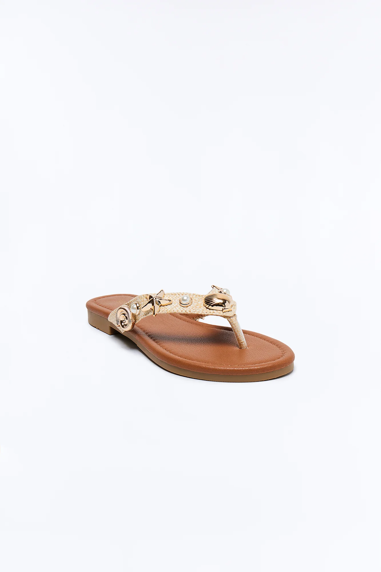 Nadia Sea Shell Flip Flops - Natural - Image 3