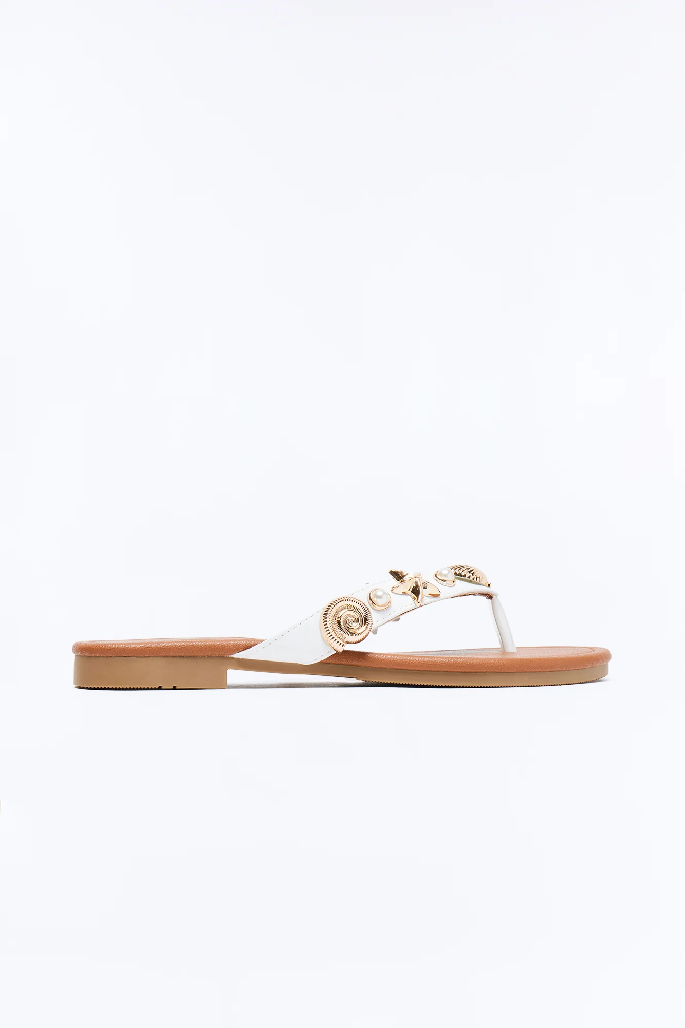 Nadia Sea Shell Flip Flops - White - Image 2