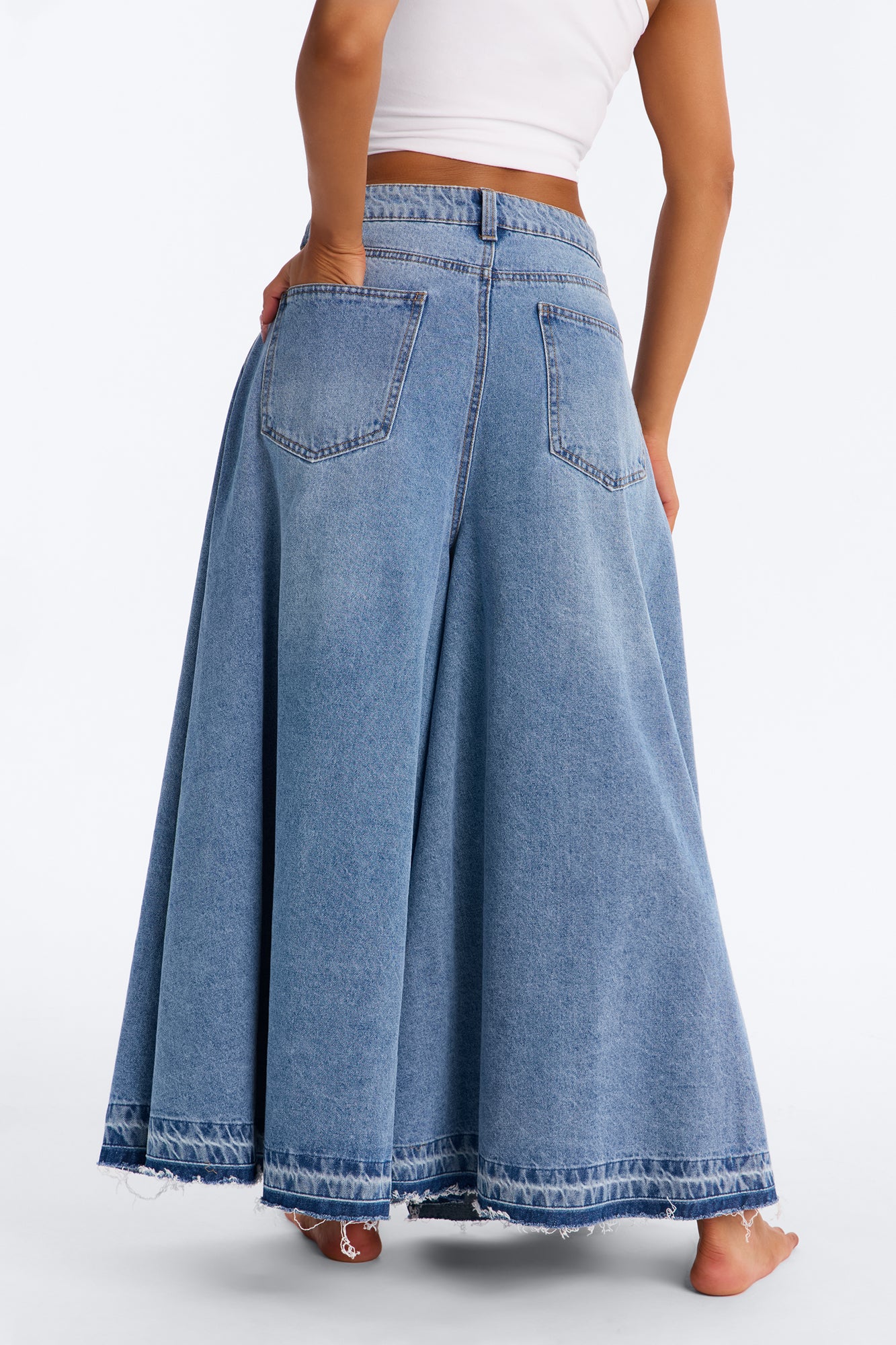 Naples Denim Culotte Jeans - Medium Wash - Image 4