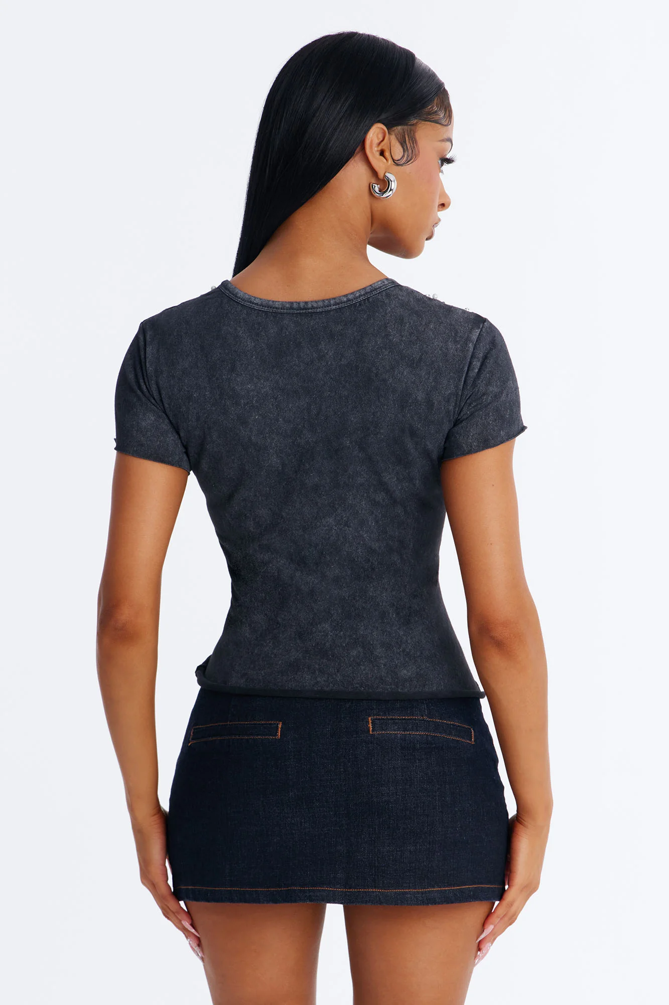 Nashville Rhinestone Music City Washed Top - Black Wash - Image 4