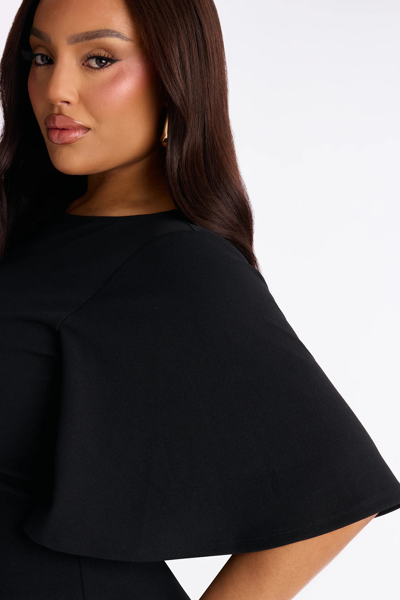 Natalia Asymmetrical Mermaid Midi Dress - Black - Image 7