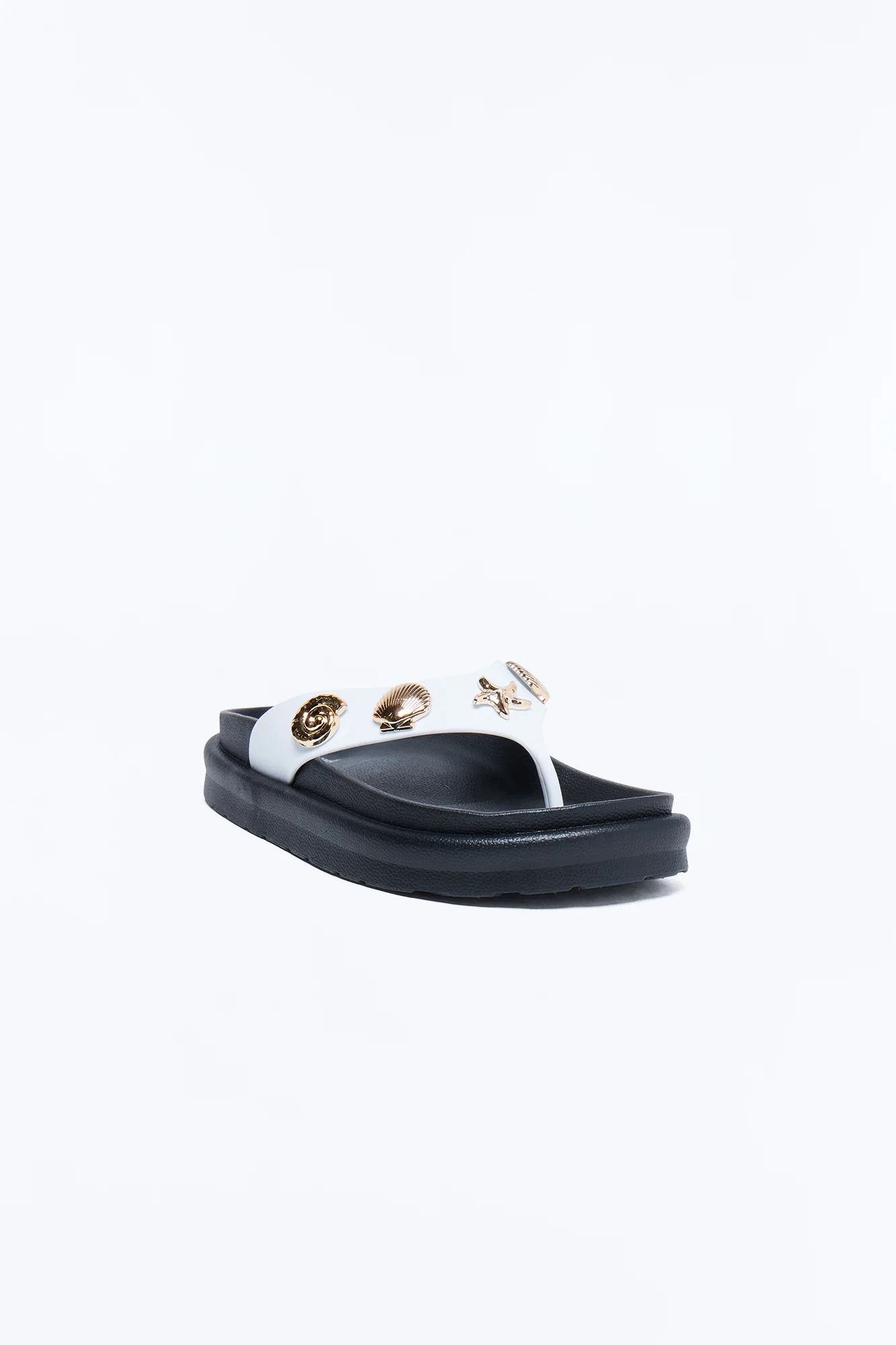 Natalia Shell Flip Flops - White - Image 2