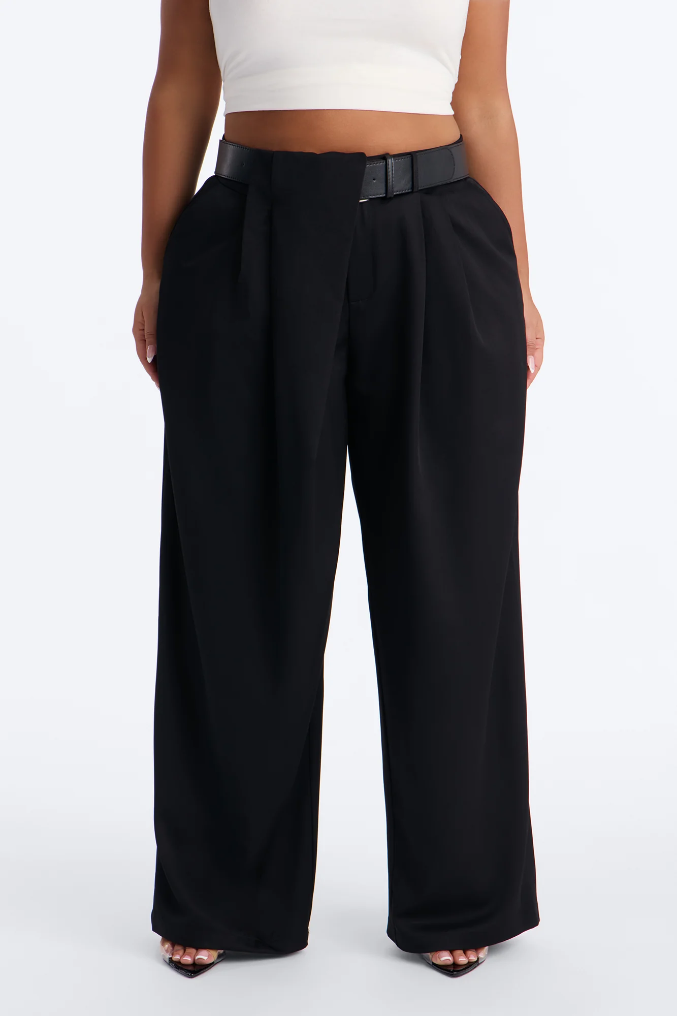 Natalie High Rise Wide Leg Trouser - Black - Image 6