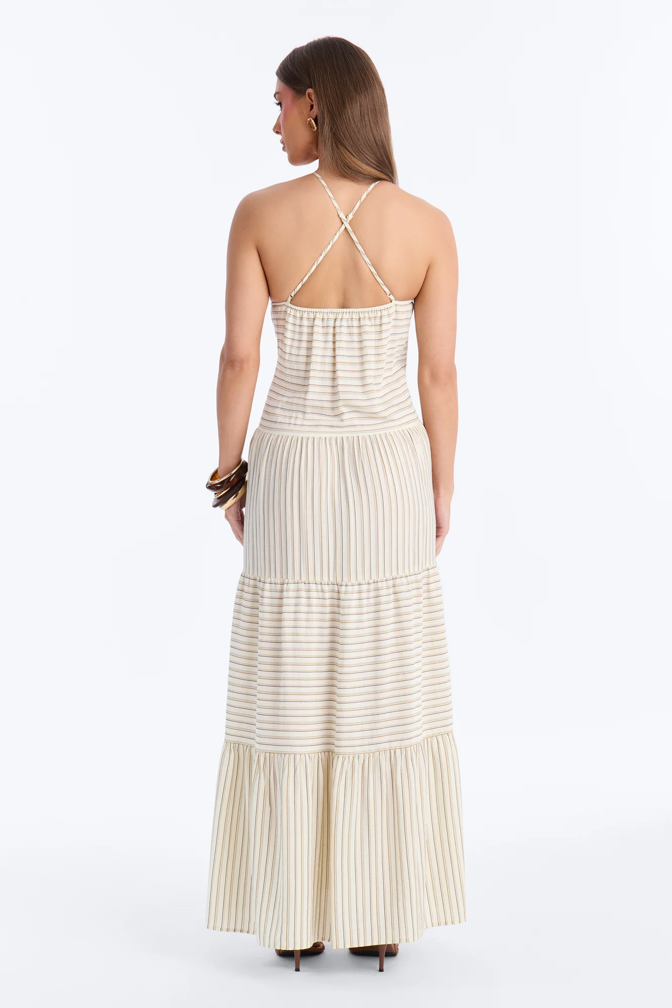 Nayelli Striped Linen Maxi Dress - Cream/combo - Image 3
