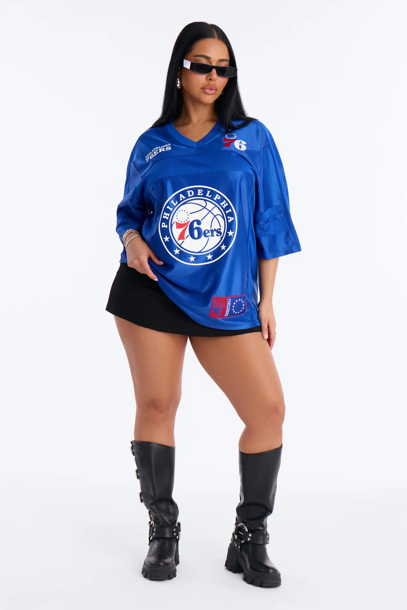 NBA 76'ers Oversized Mesh Tee - Royal - Image 2