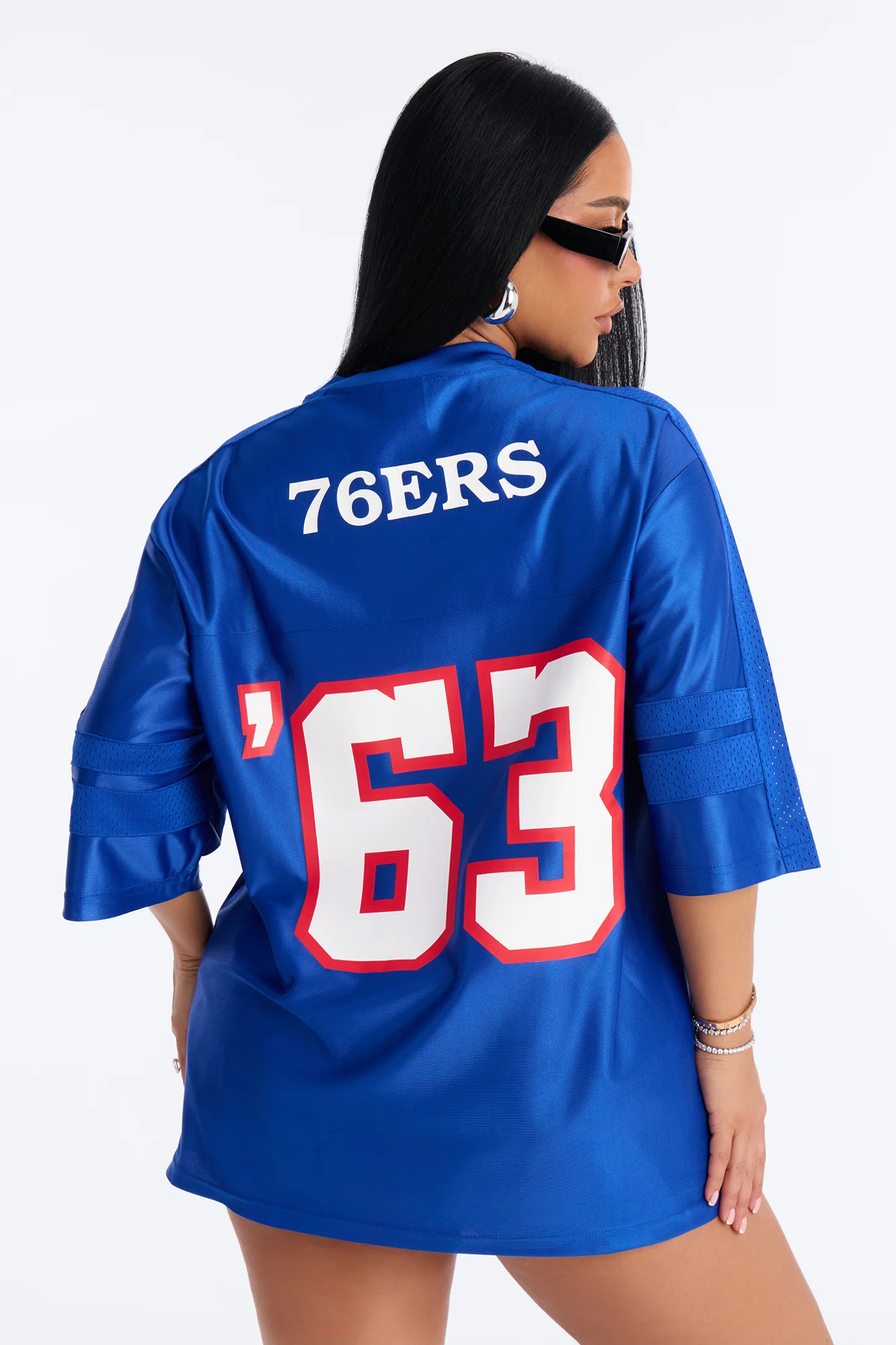 NBA 76'ers Oversized Mesh Tee - Royal - Image 4