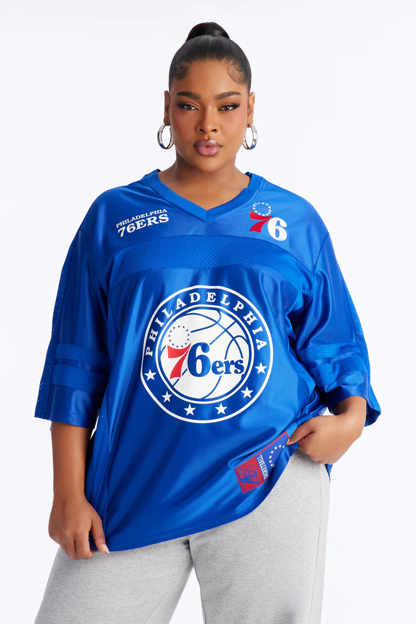 NBA 76'ers Oversized Mesh Tee - Royal - Image 5