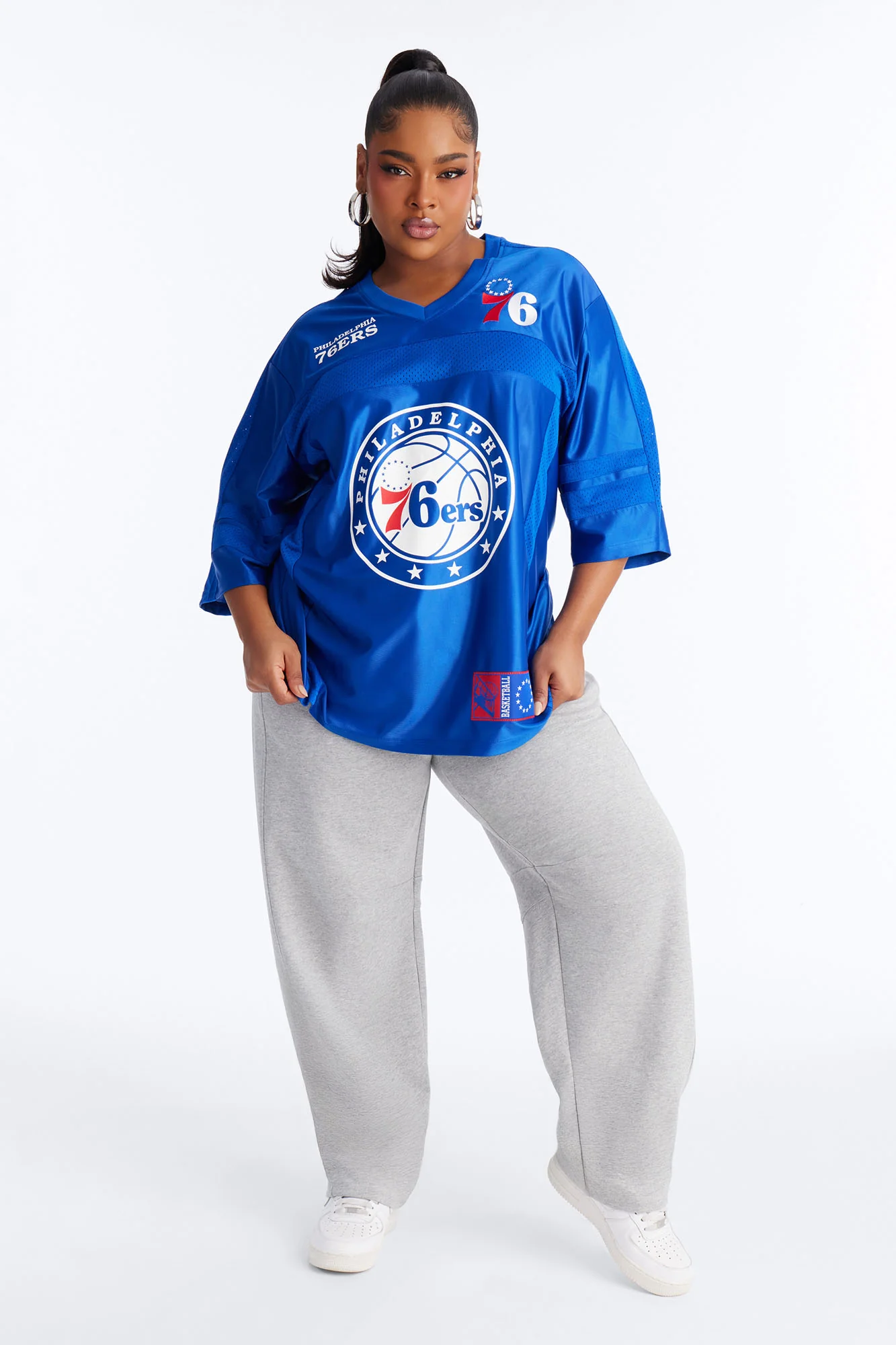 NBA 76'ers Oversized Mesh Tee - Royal - Image 6