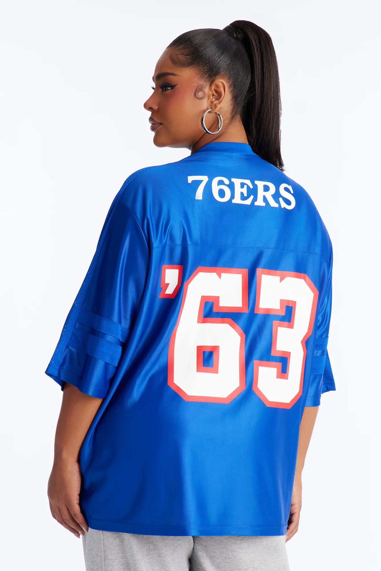 NBA 76'ers Oversized Mesh Tee - Royal - Image 8