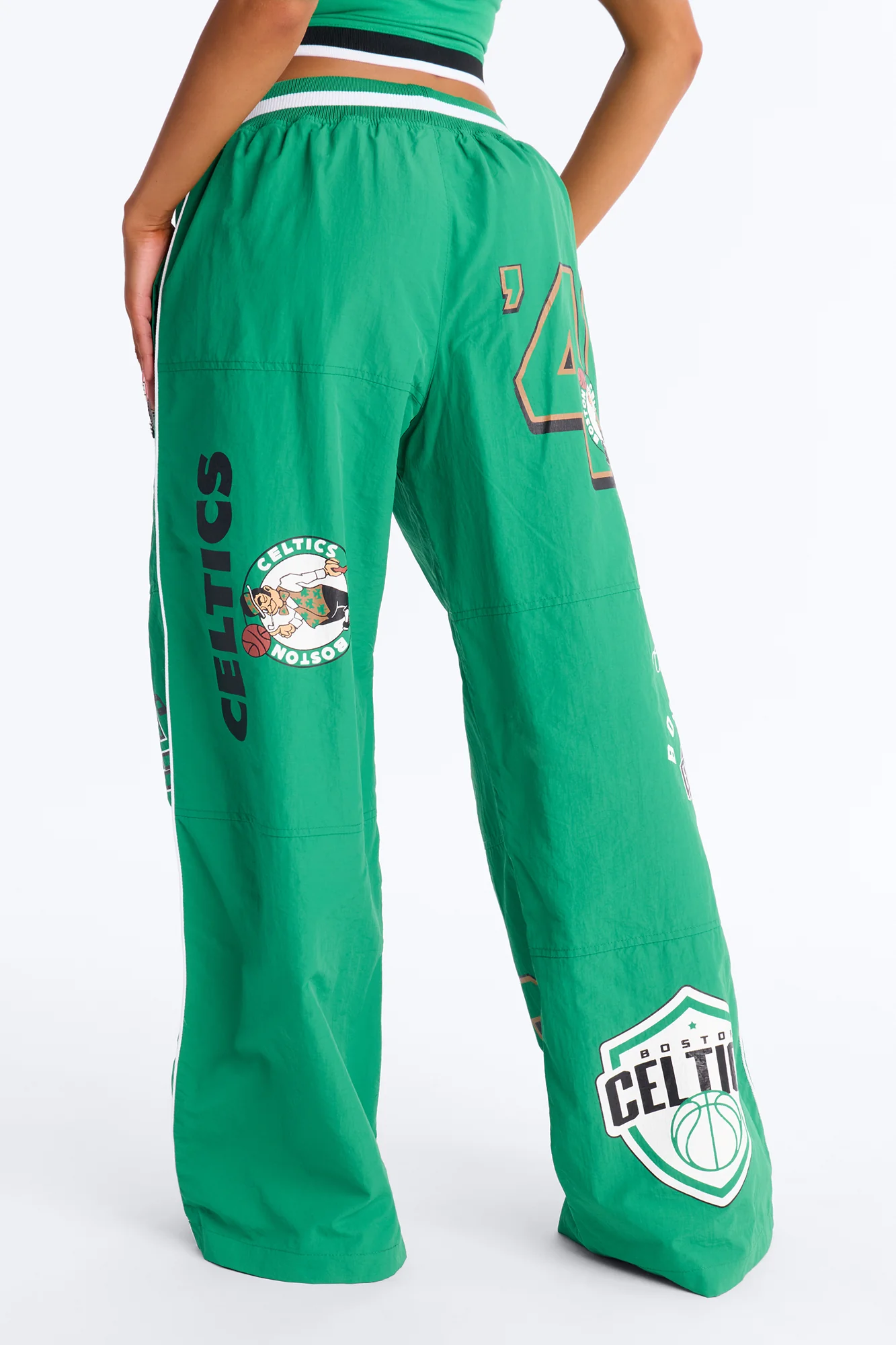 NBA Boston Celtics Patchwork Cargo Wide Leg Pant - Kelly Green - Image 3