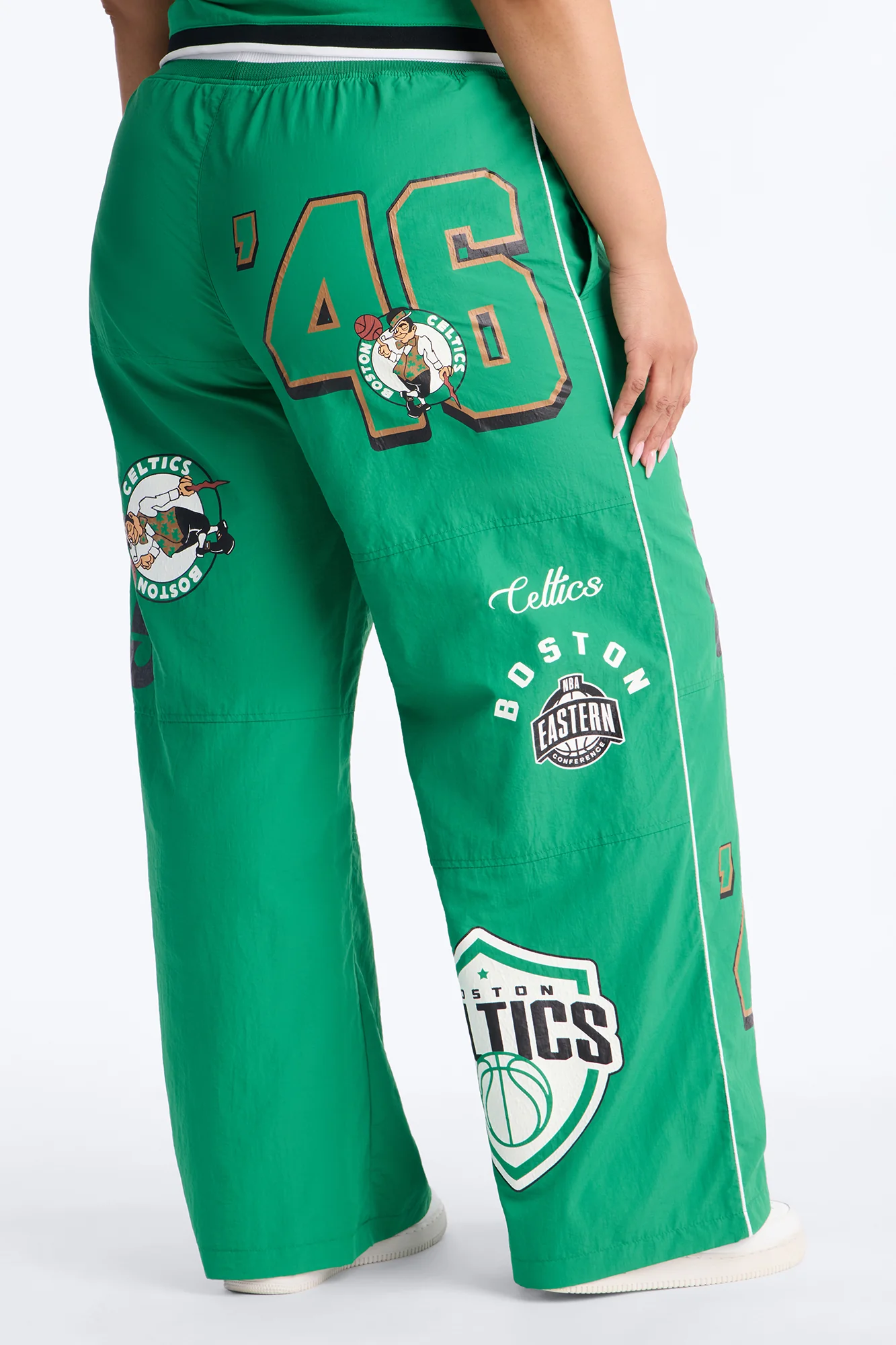 NBA Boston Celtics Patchwork Cargo Wide Leg Pant - Kelly Green - Image 7