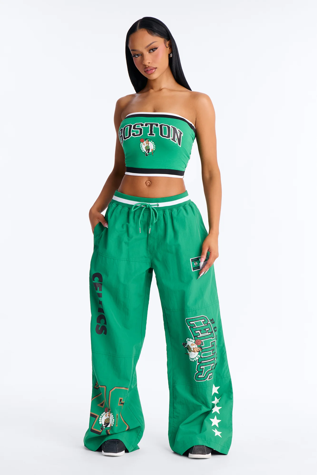 NBA Boston Celtics Patchwork Tube Top - Kelly Green - Image 2