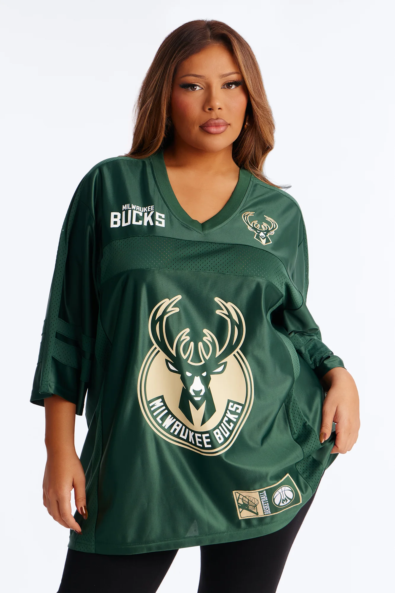 NBA Bucks Oversized Mesh Tee - Hunter - Image 5