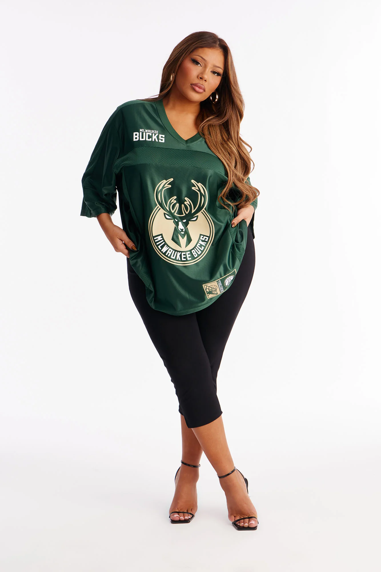 NBA Bucks Oversized Mesh Tee - Hunter - Image 6