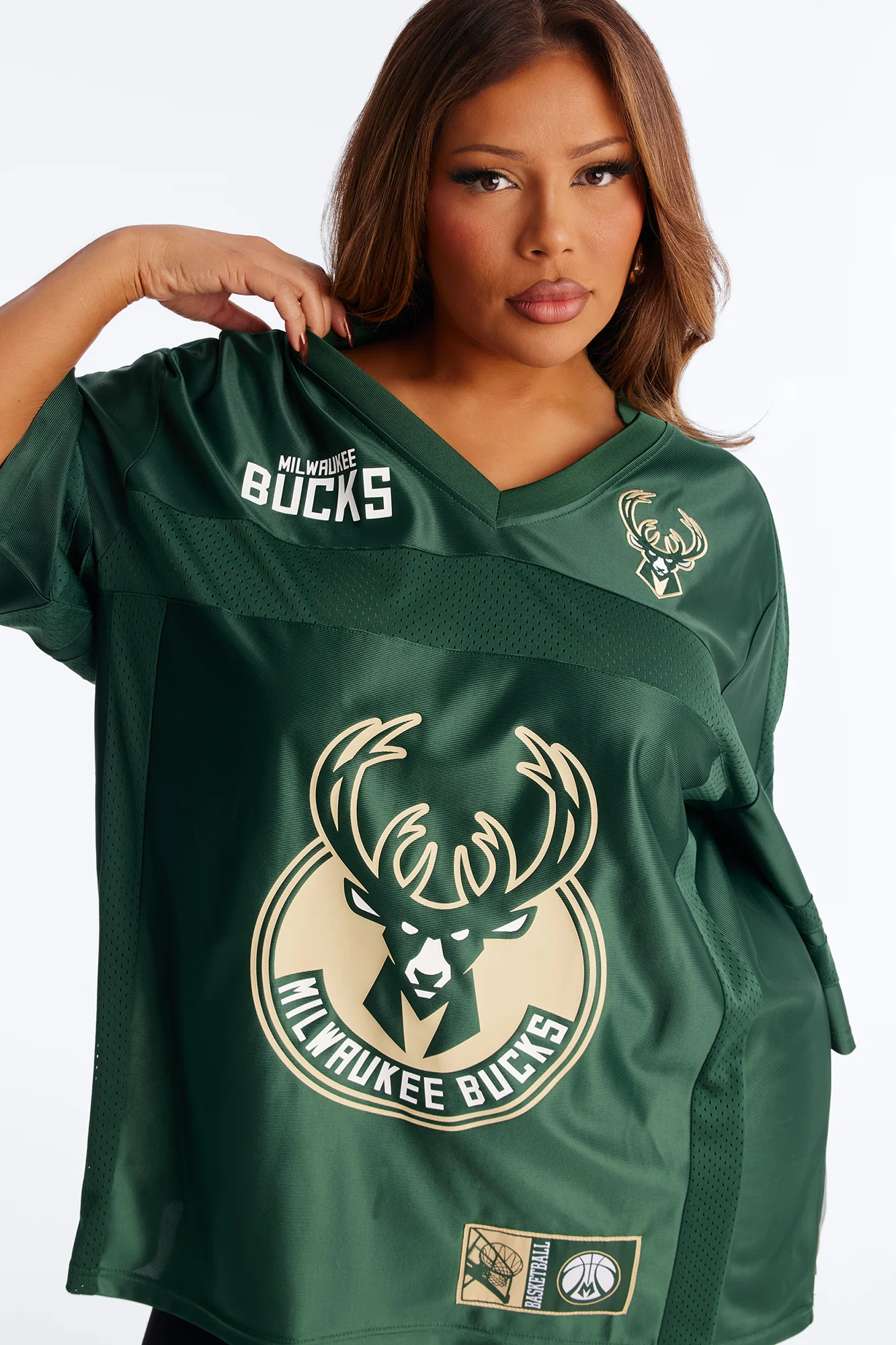 NBA Bucks Oversized Mesh Tee - Hunter - Image 7