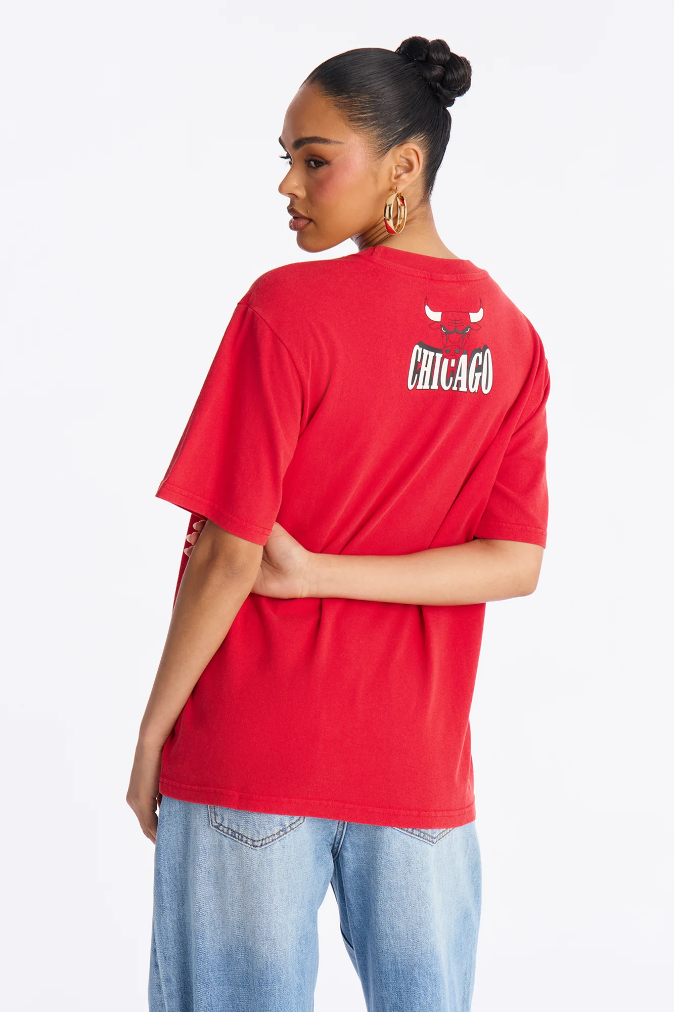 NBA Bulls Washed Oversized Tee - Red - Image 4