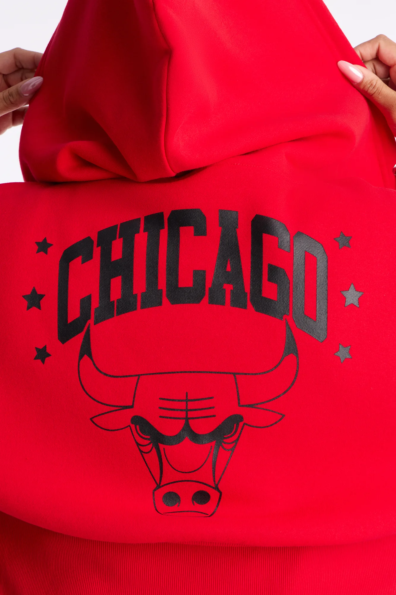 NBA Chicago Bulls Cropped Fleece Full Zip Hoodie - Red - Image 12