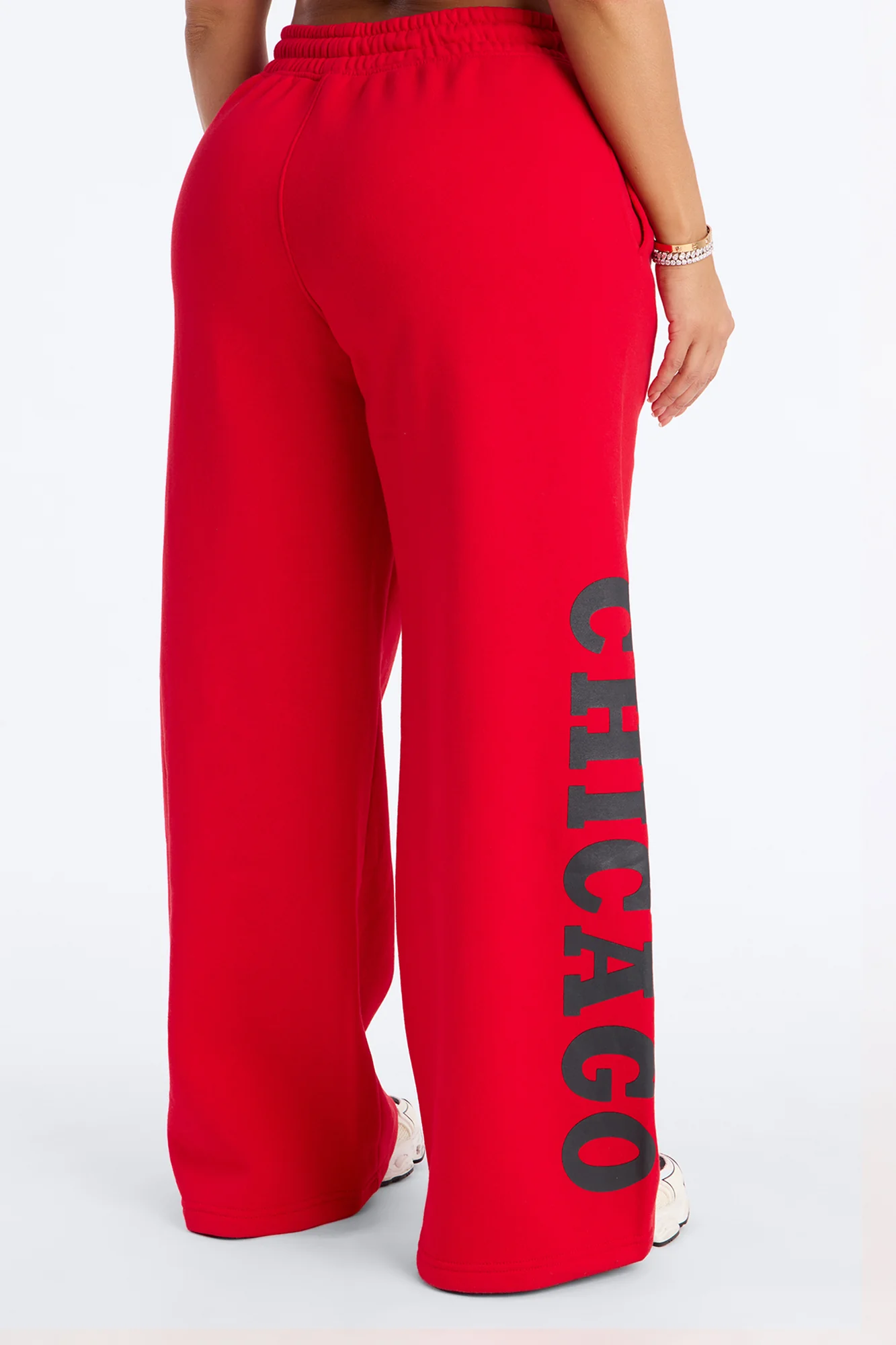 NBA Chicago Bulls Fleece Wide Leg Pants - Red - Image 4