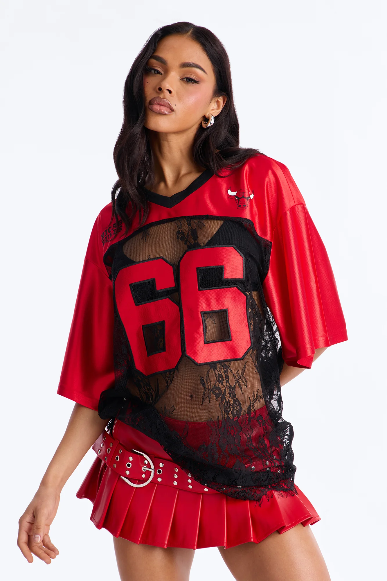 NBA Chicago Bulls Oversized Lace Top - Black