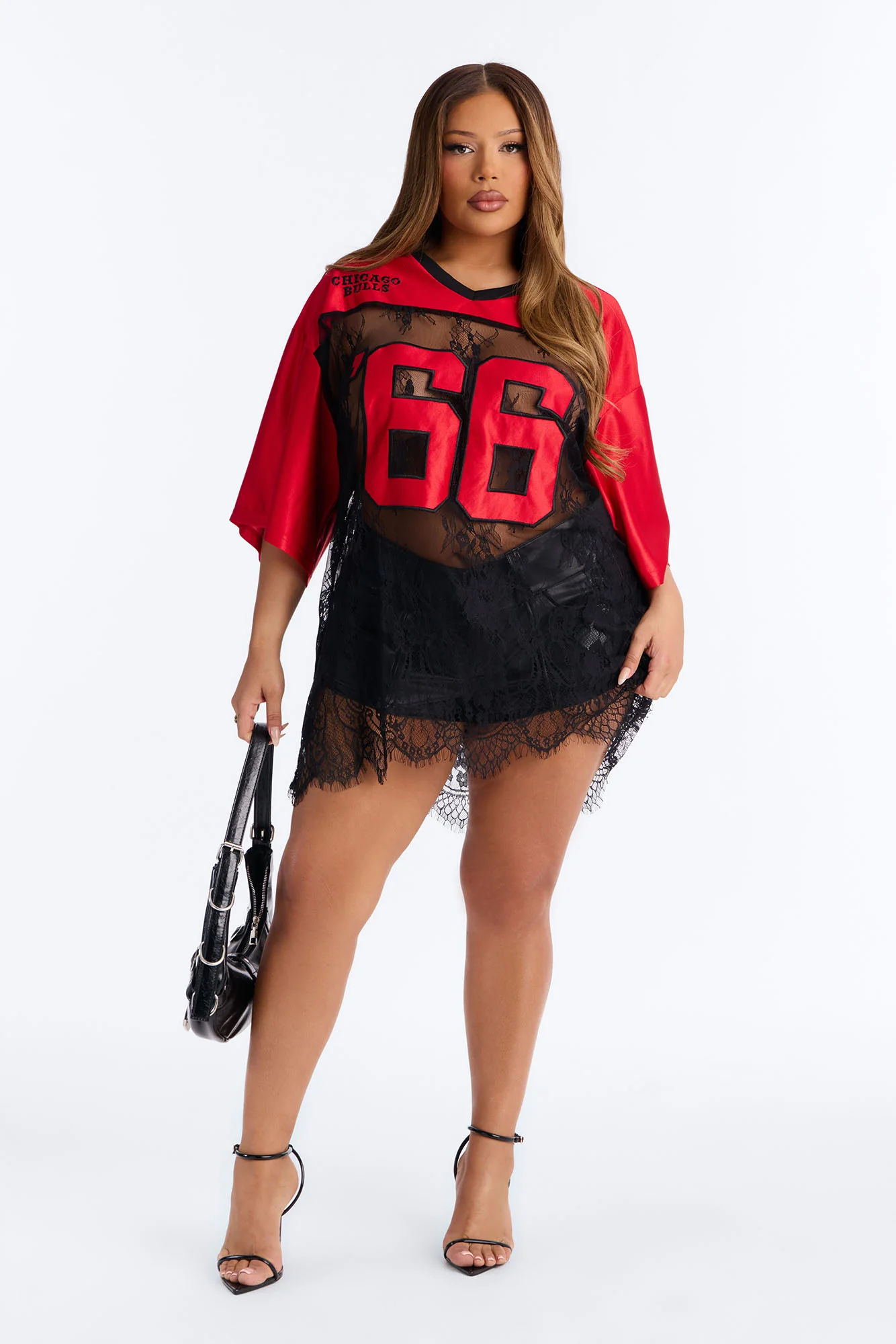 NBA Chicago Bulls Oversized Lace Top - Black - Image 6