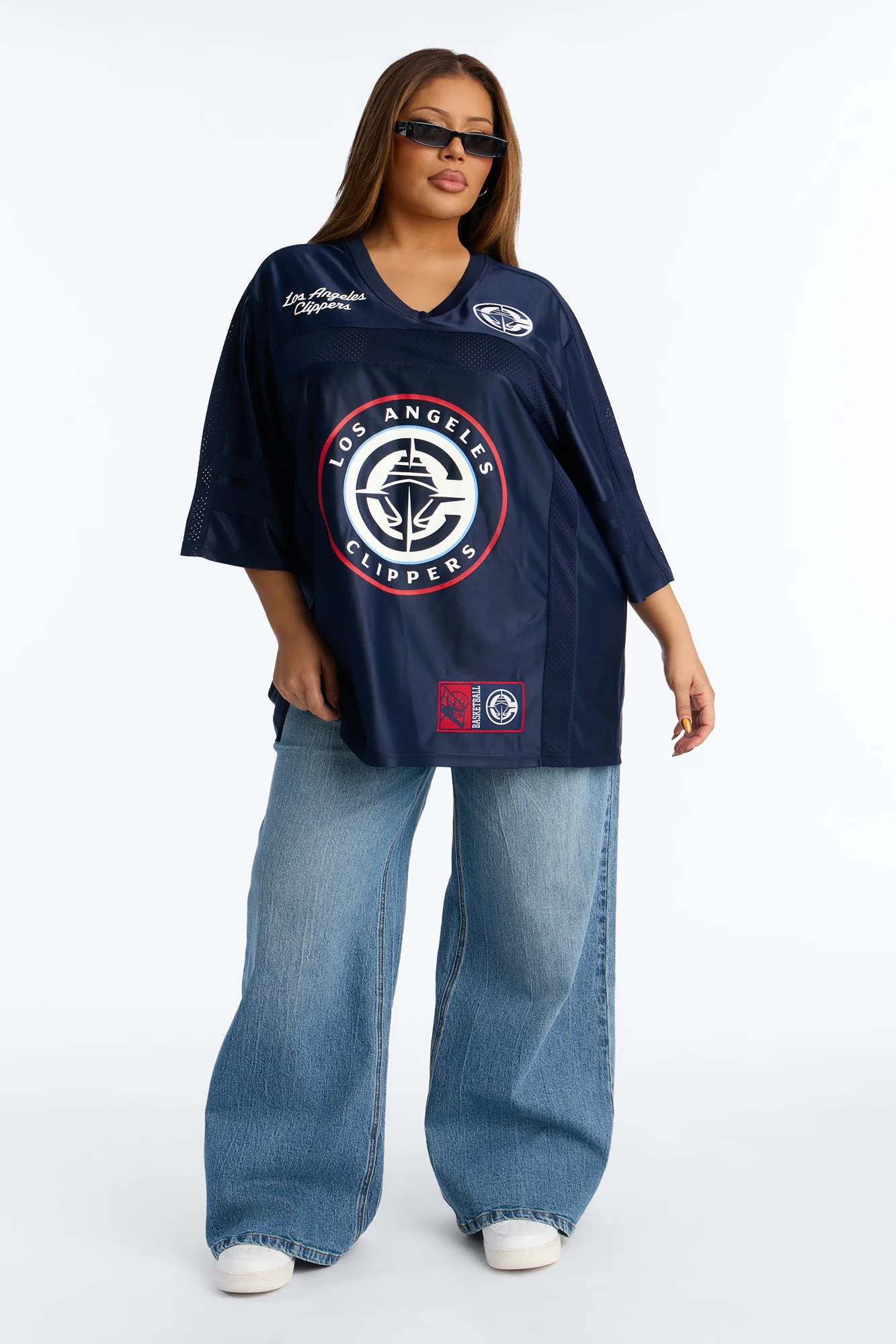 NBA Clippers Oversized Mesh Tee - Navy - Image 6