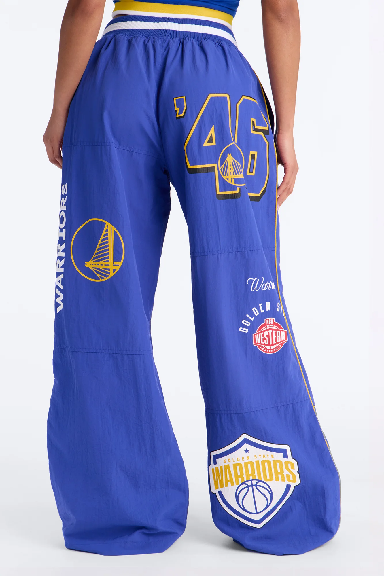 NBA Golden State Warriors Patchwork Cargo Wide Leg Pant - Royal - Image 3