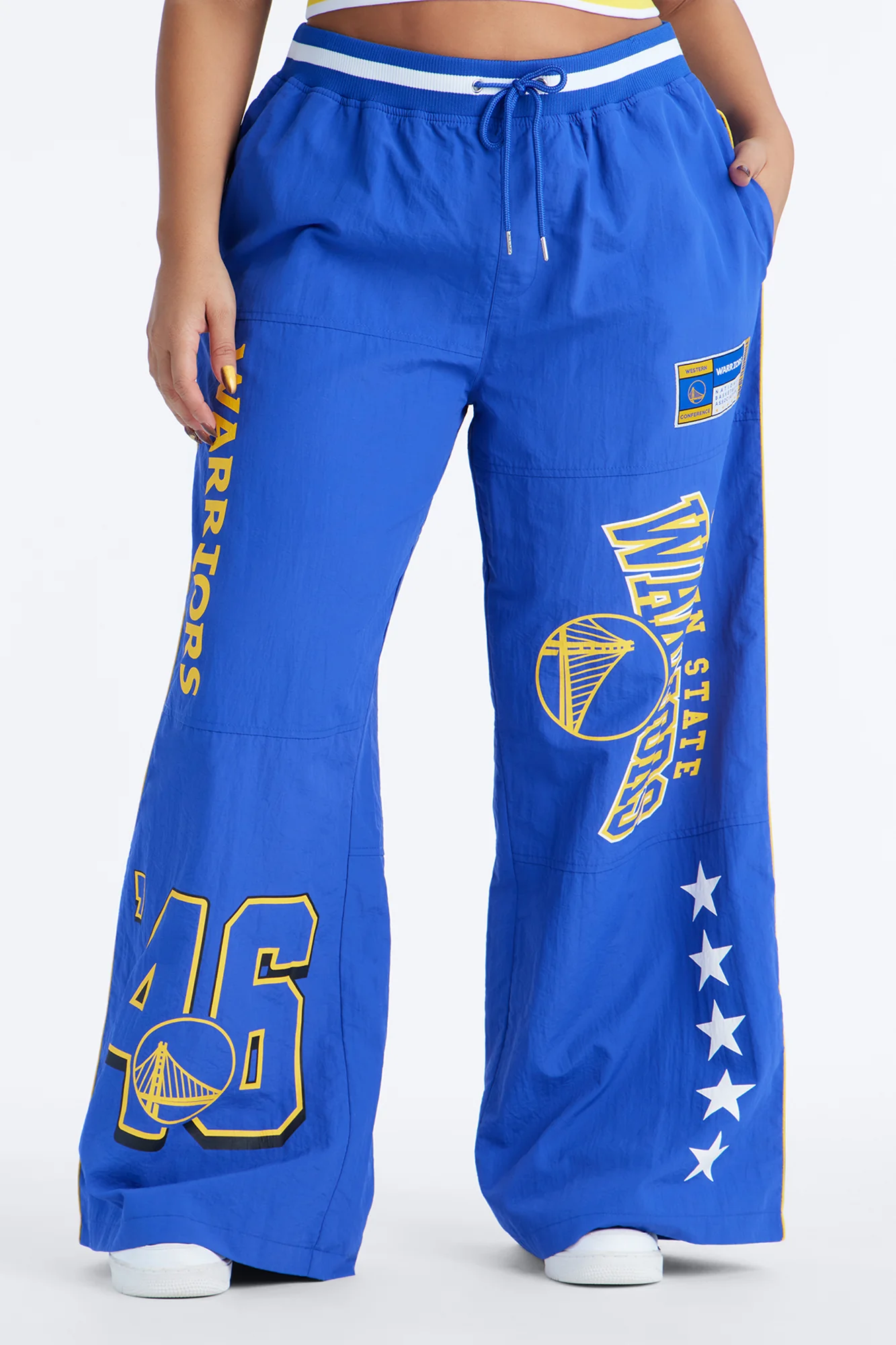 NBA Golden State Warriors Patchwork Cargo Wide Leg Pant - Royal - Image 5