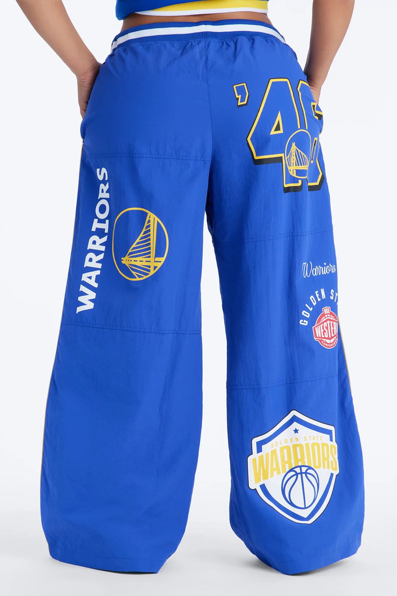 NBA Golden State Warriors Patchwork Cargo Wide Leg Pant - Royal - Image 7