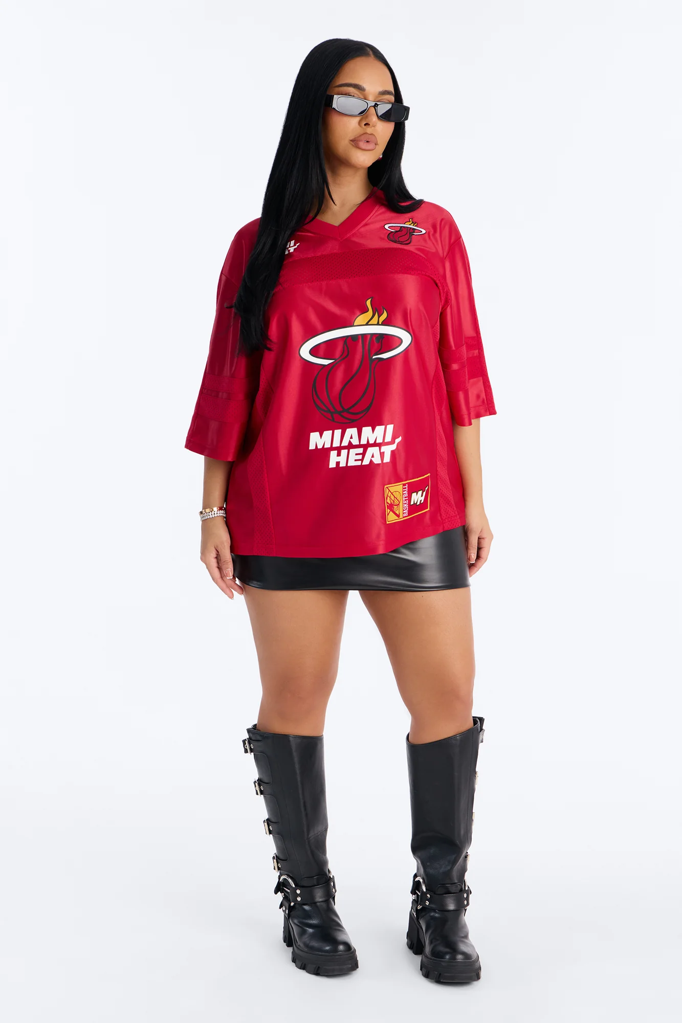 NBA Heat Oversized Mesh Tee - Red - Image 2