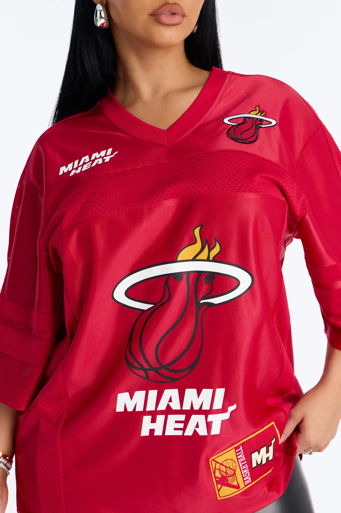 NBA Heat Oversized Mesh Tee - Red - Image 3