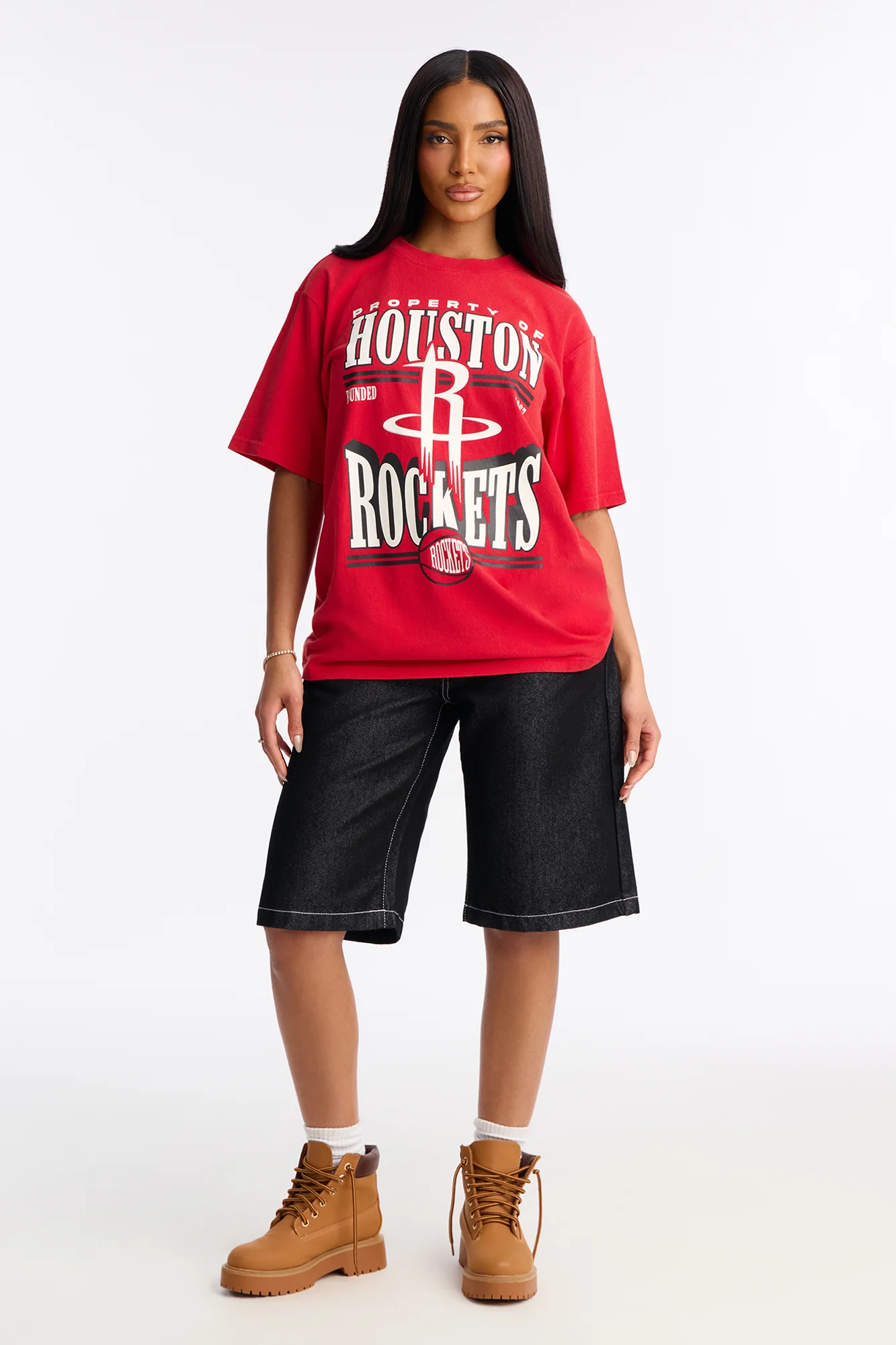 NBA Houston Rockets Washed Oversized Tee - Red - Image 2
