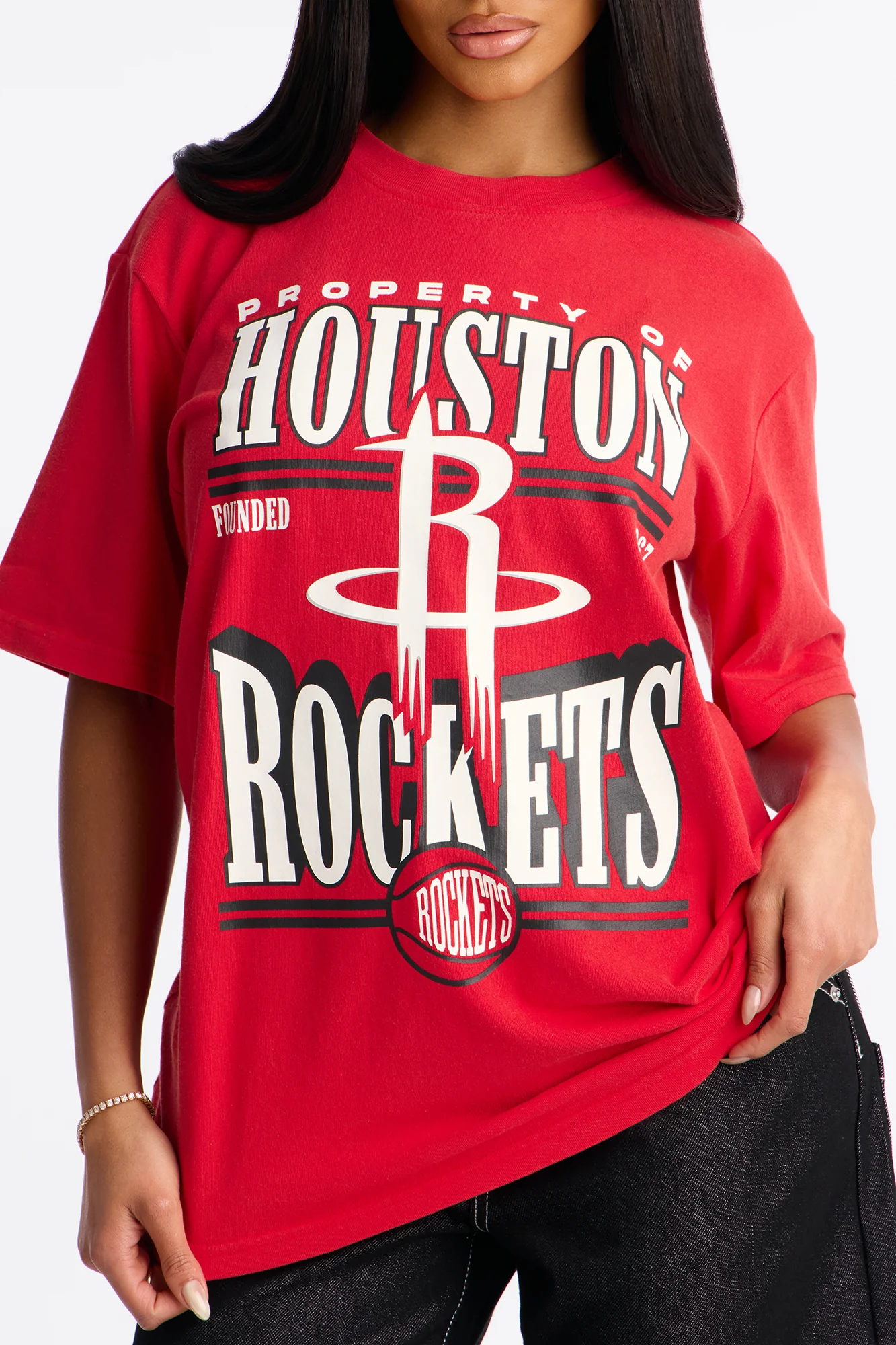 NBA Houston Rockets Washed Oversized Tee - Red - Image 3