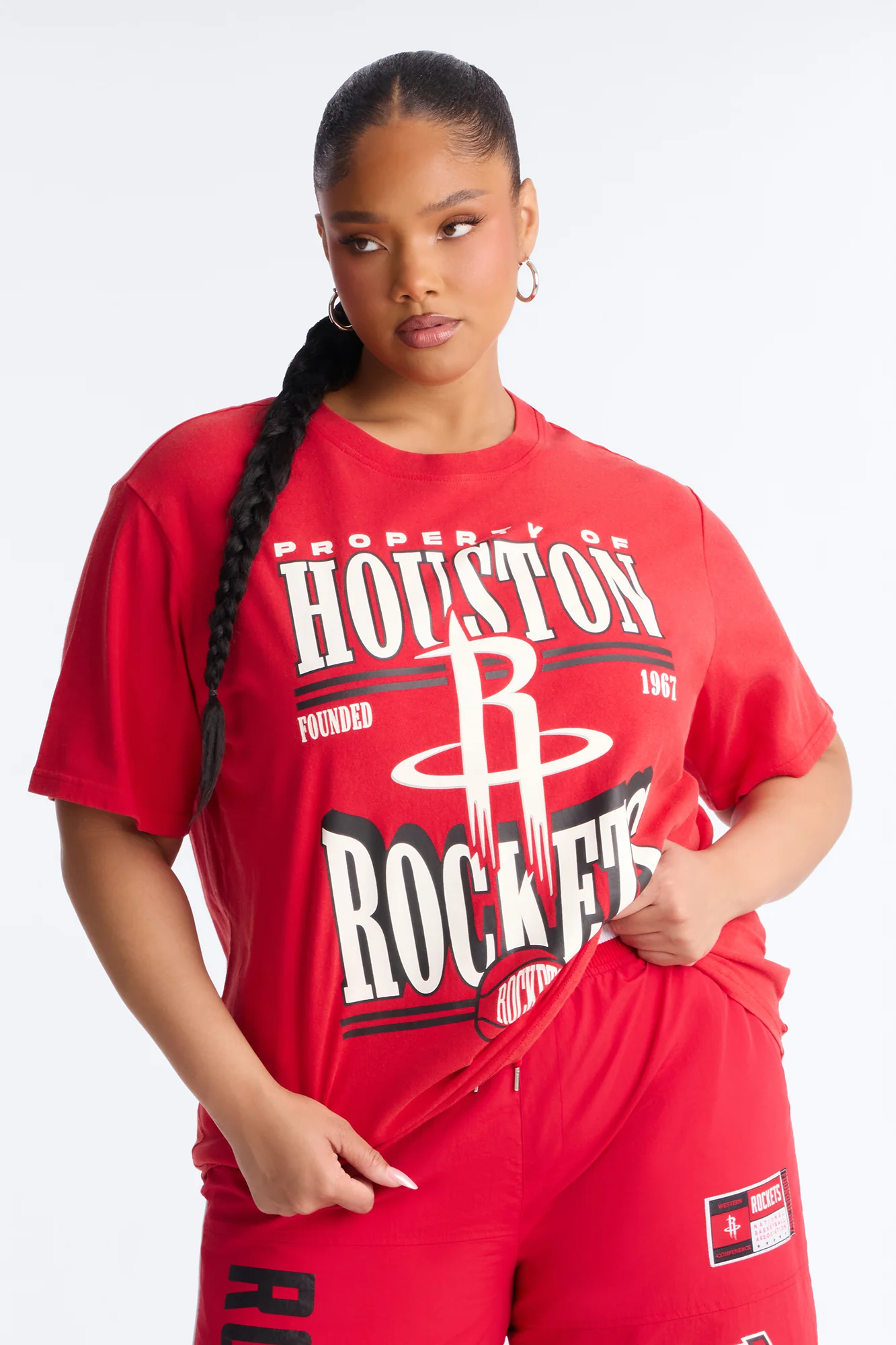 NBA Houston Rockets Washed Oversized Tee - Red - Image 6