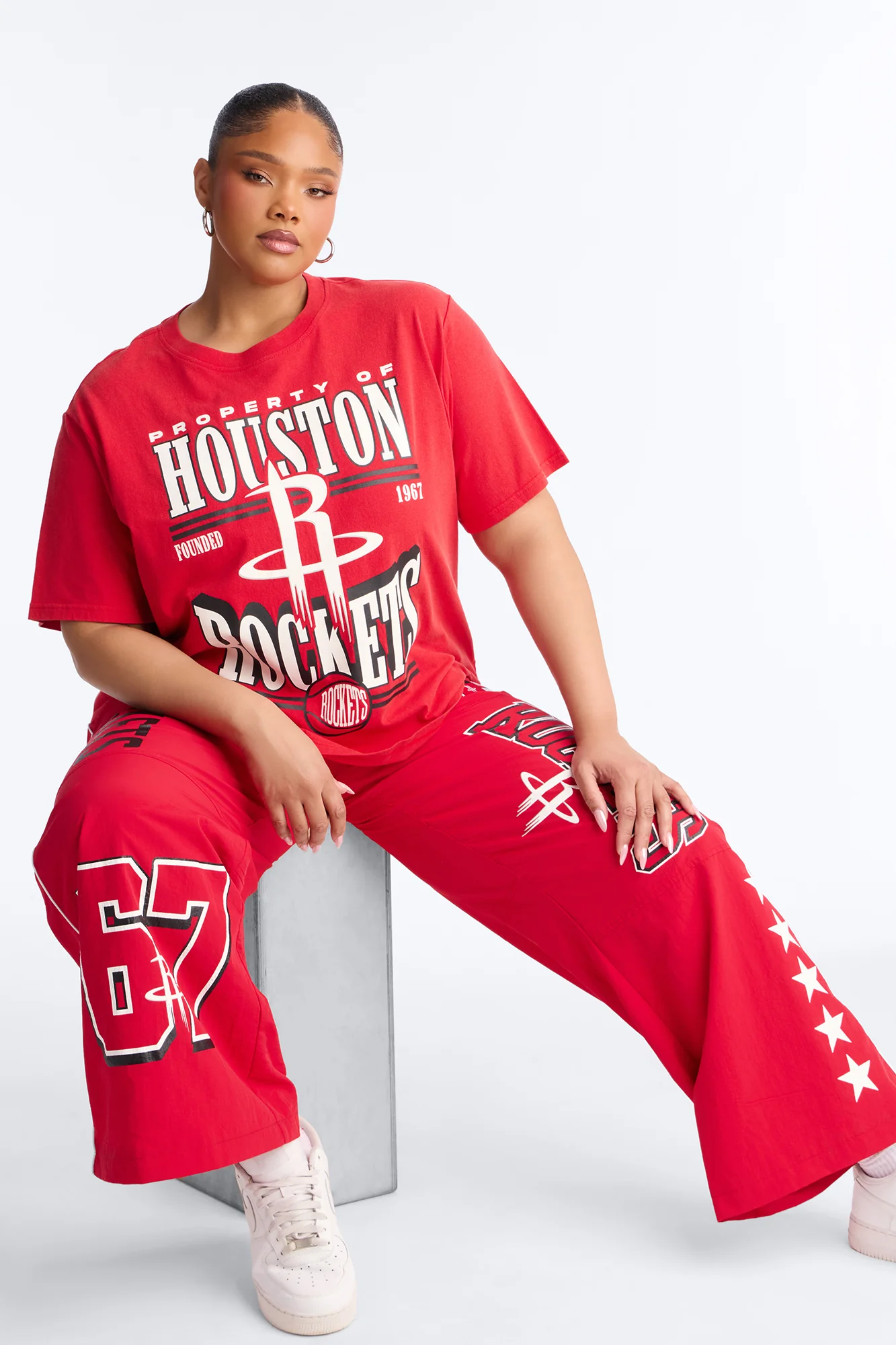 NBA Houston Rockets Washed Oversized Tee - Red - Image 7