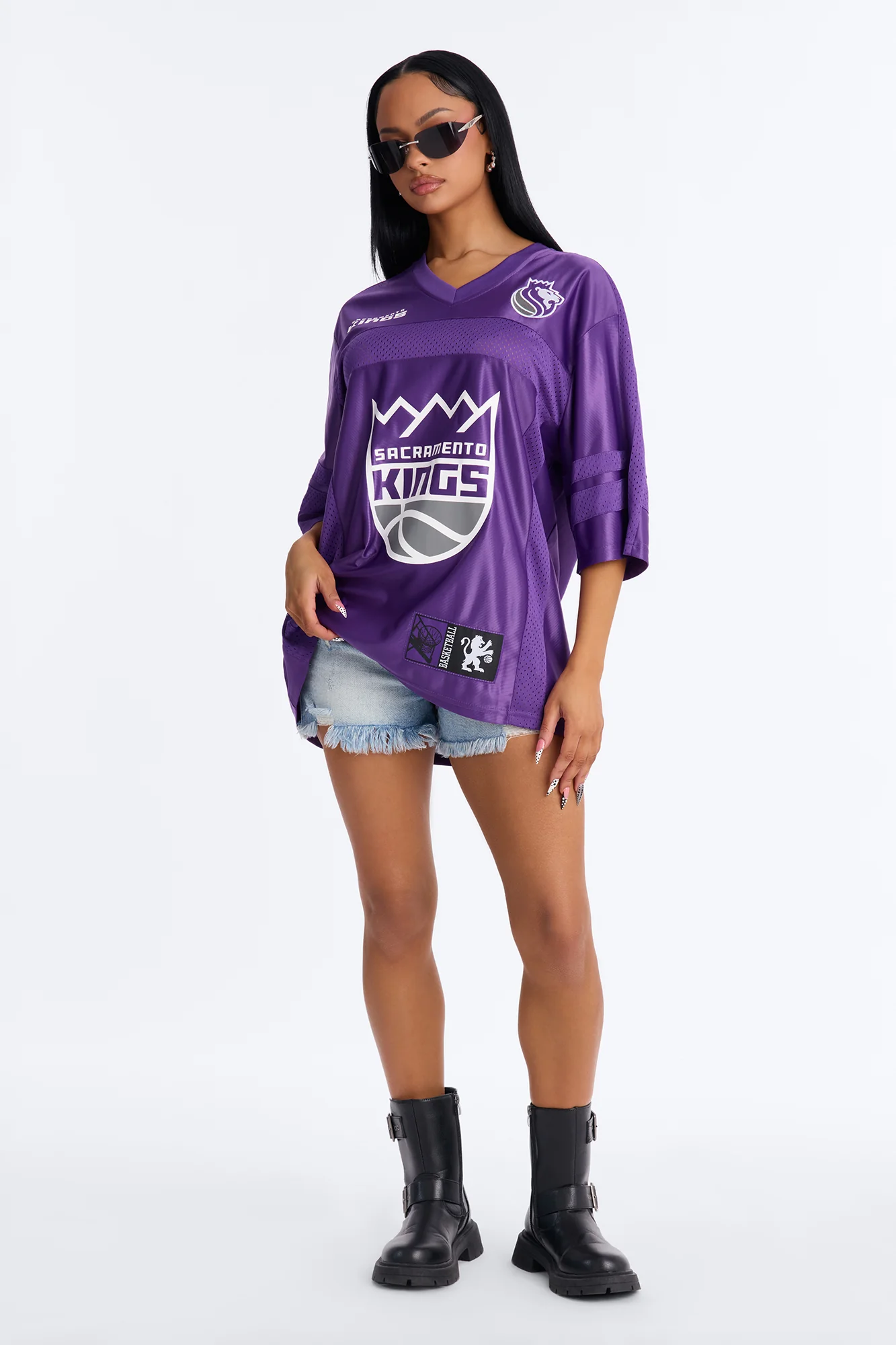 NBA Kings Oversized Mesh Tee - Purple - Image 2