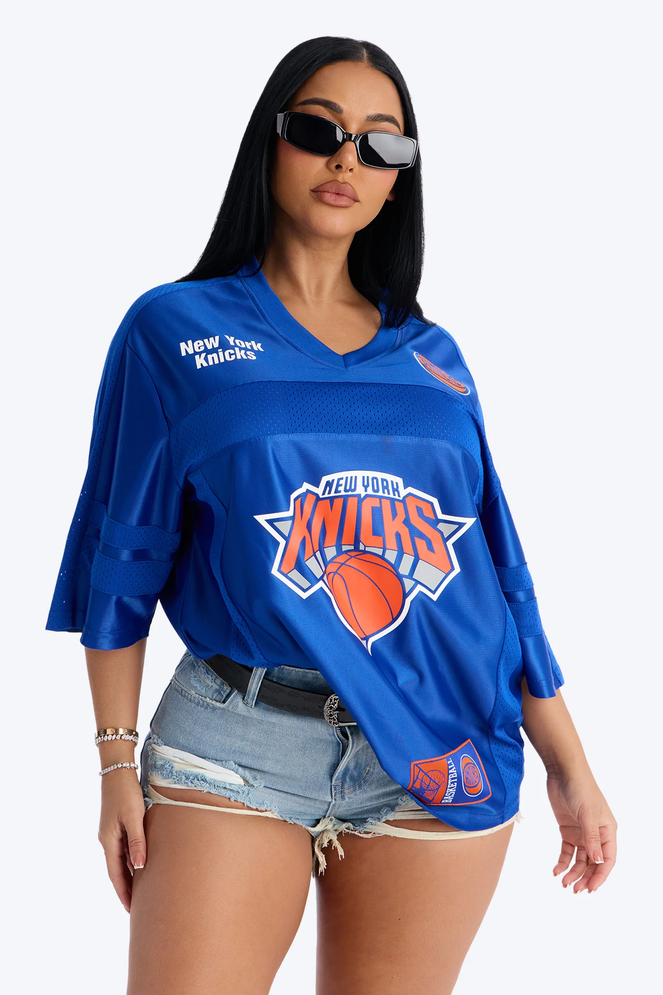 NBA Knicks Oversized Mesh Tee - Royal - Image 5