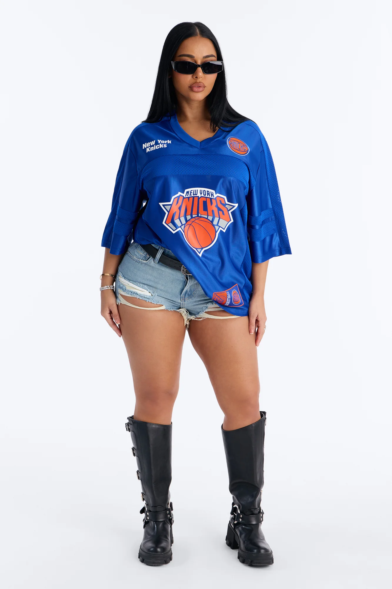 NBA Knicks Oversized Mesh Tee - Royal - Image 6