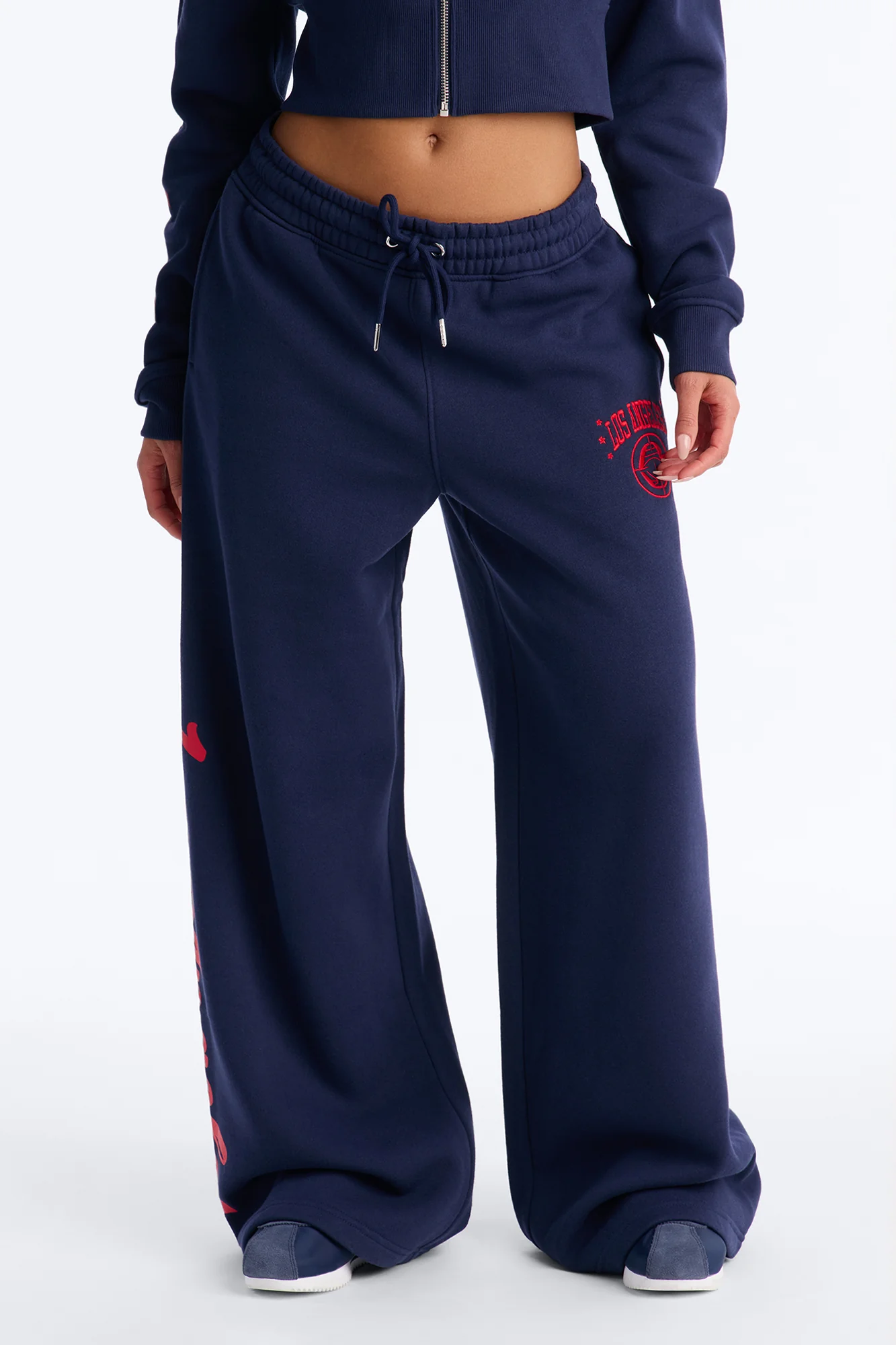 NBA LA Clippers Fleece Wide Leg Pants - Navy - Image 3