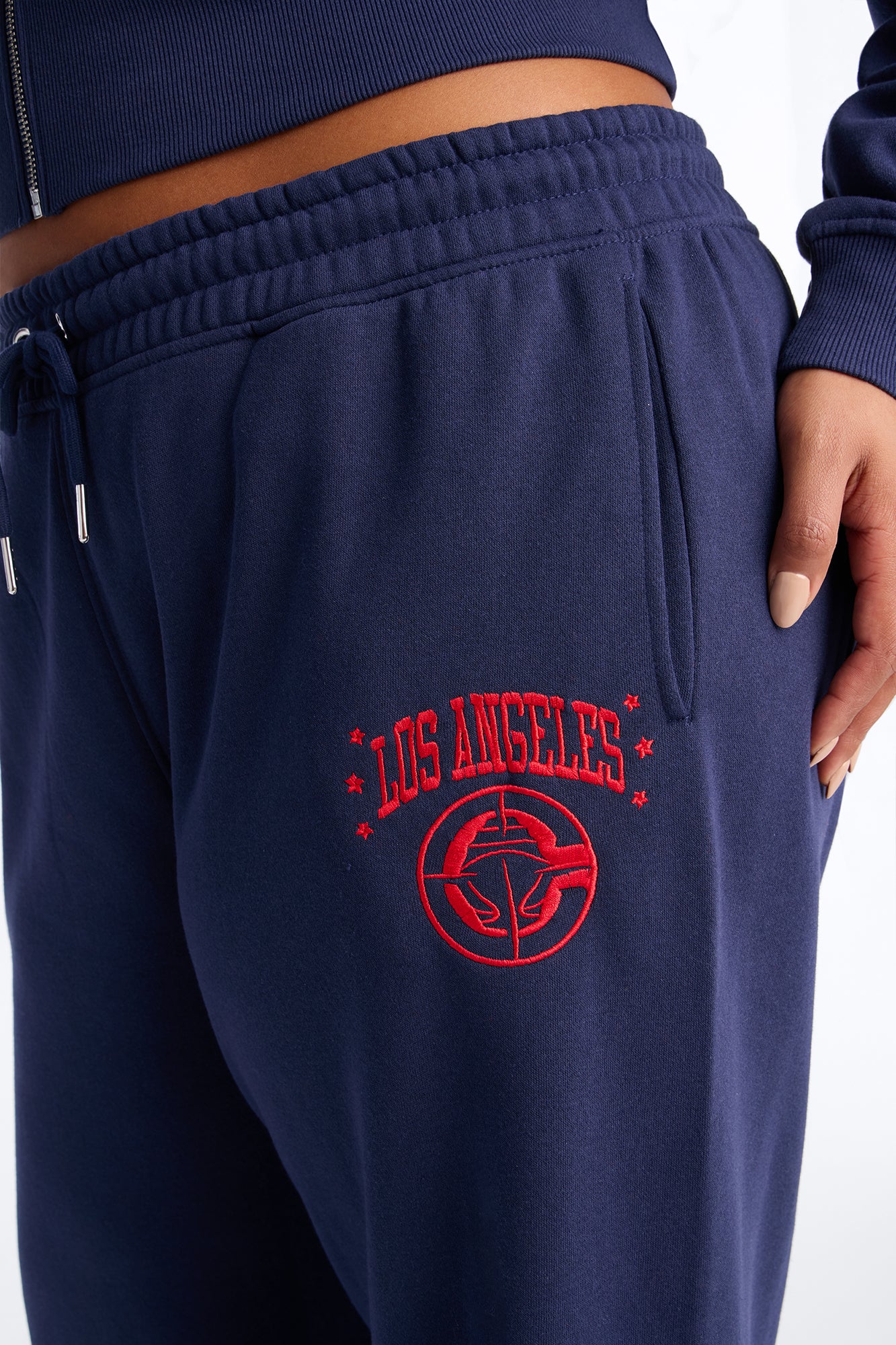 NBA LA Clippers Fleece Wide Leg Pants - Navy - Image 7