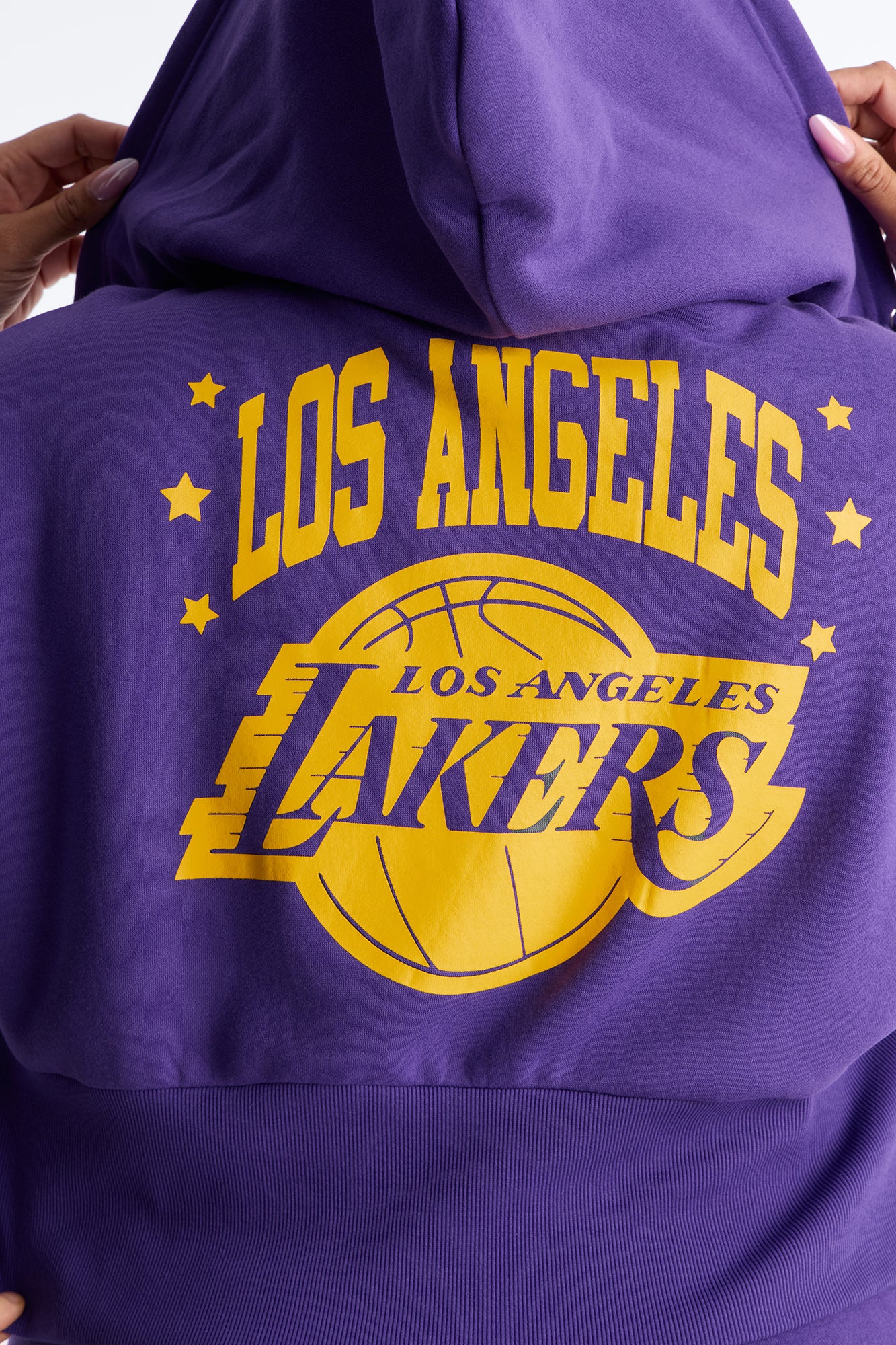 NBA LA Lakers Cropped Fleece Full Zip Hoodie - Purple - Image 9