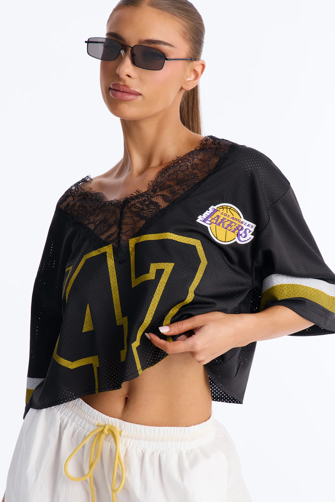 NBA LA Lakers Cropped Top - Black - Image 4