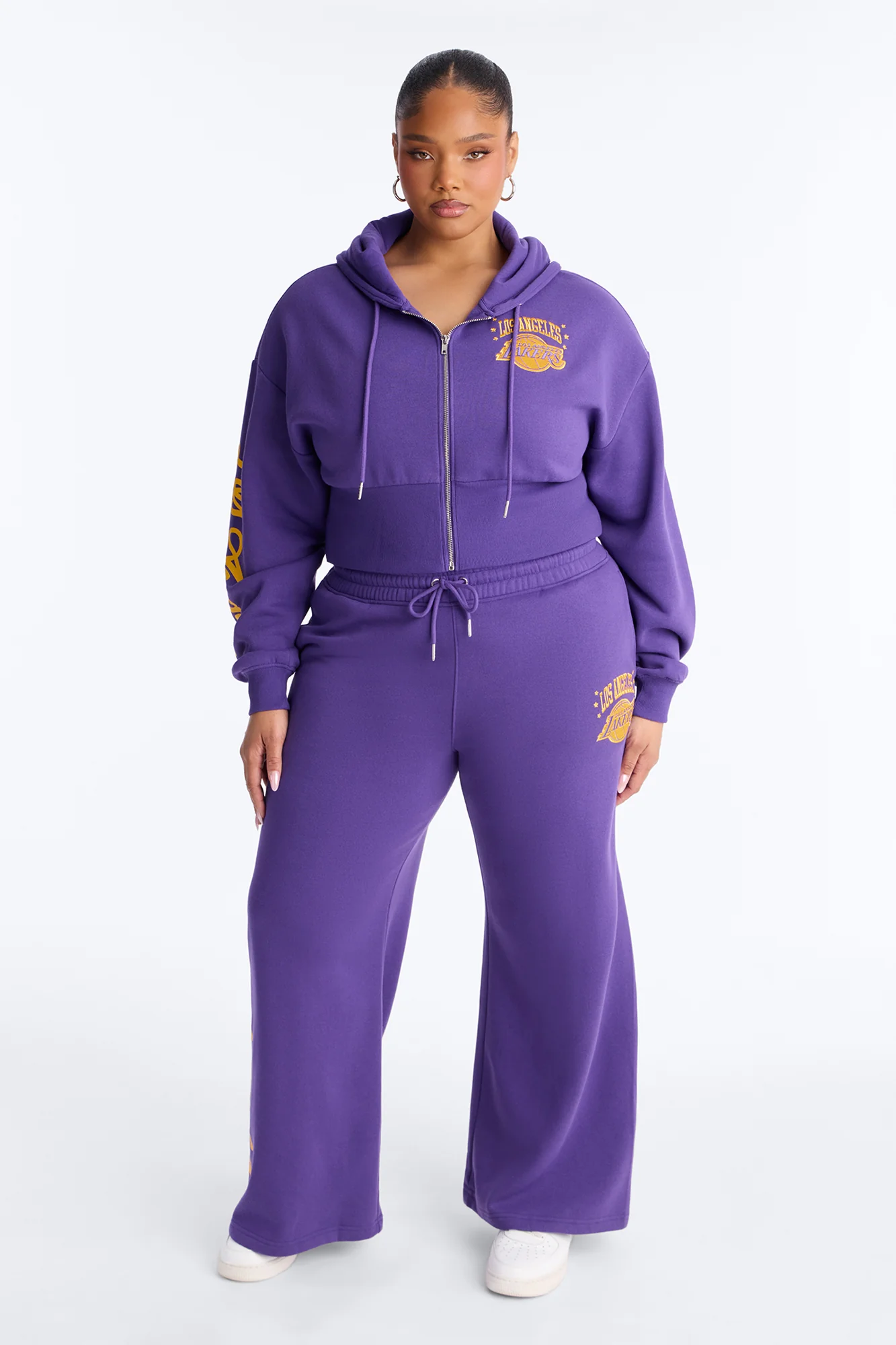 NBA LA Lakers Fleece Wide Leg Pants - Purple - Image 6