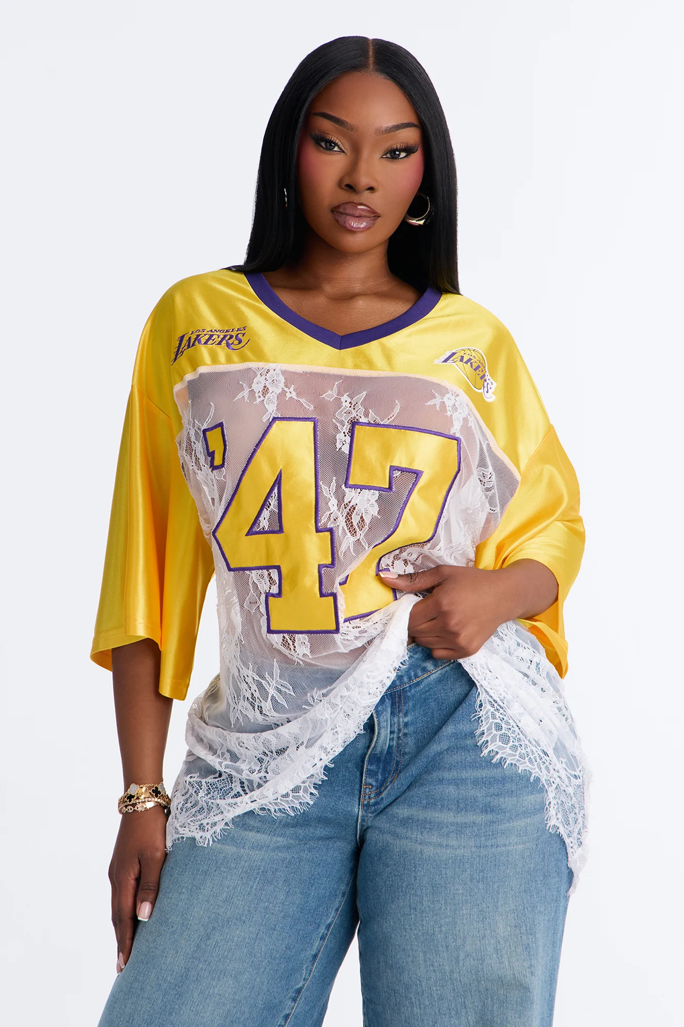 NBA LA Lakers Lace Top - White