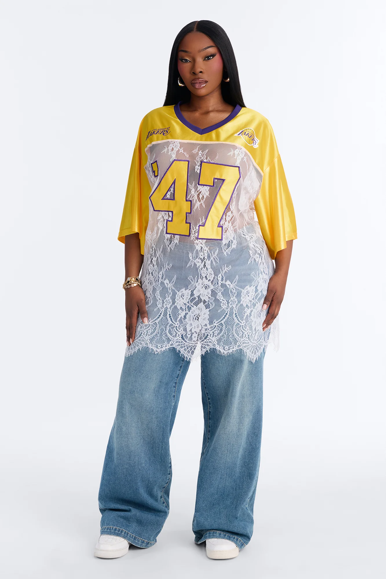 NBA LA Lakers Lace Top - White - Image 6